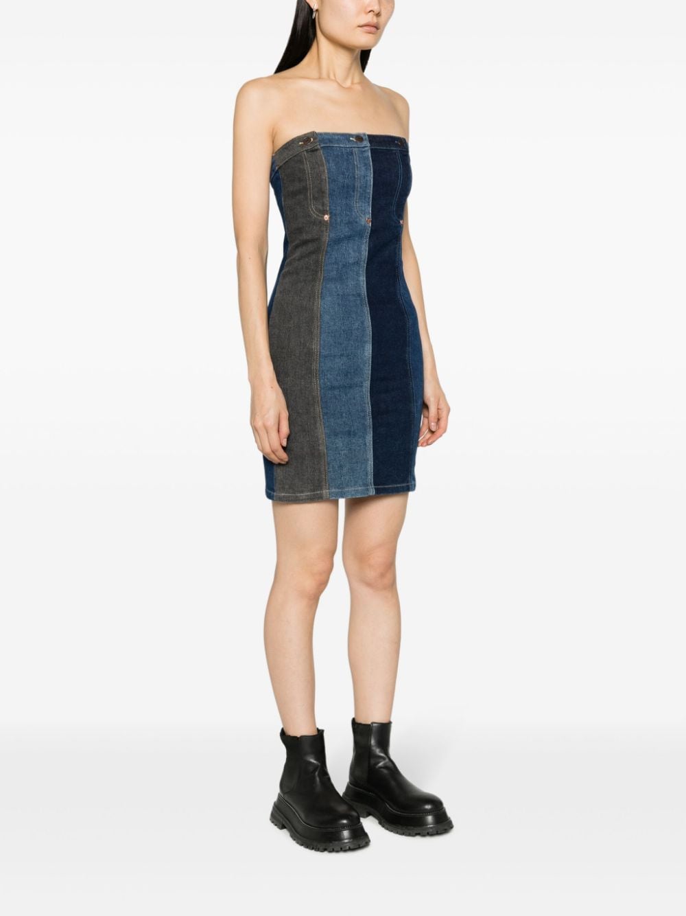 Layered denim minidress