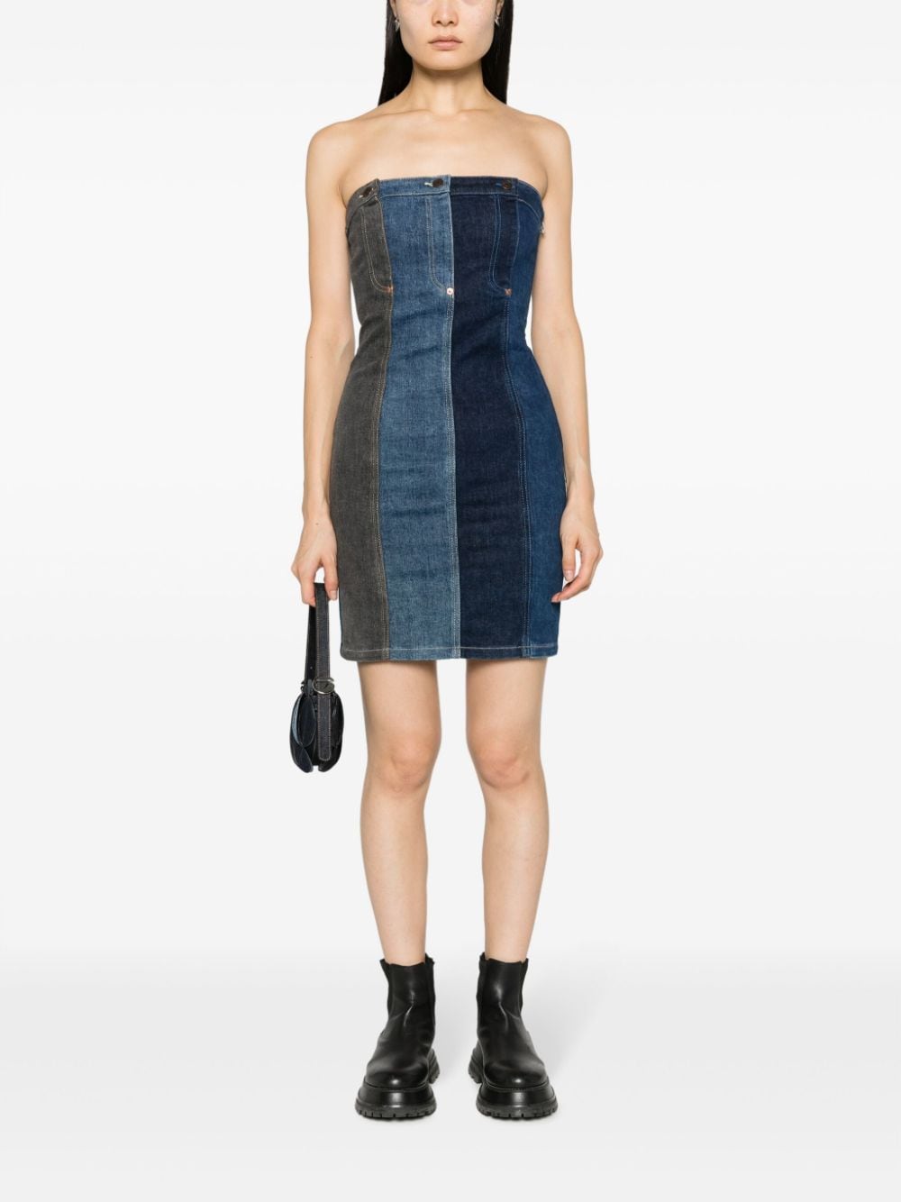 Layered denim minidress