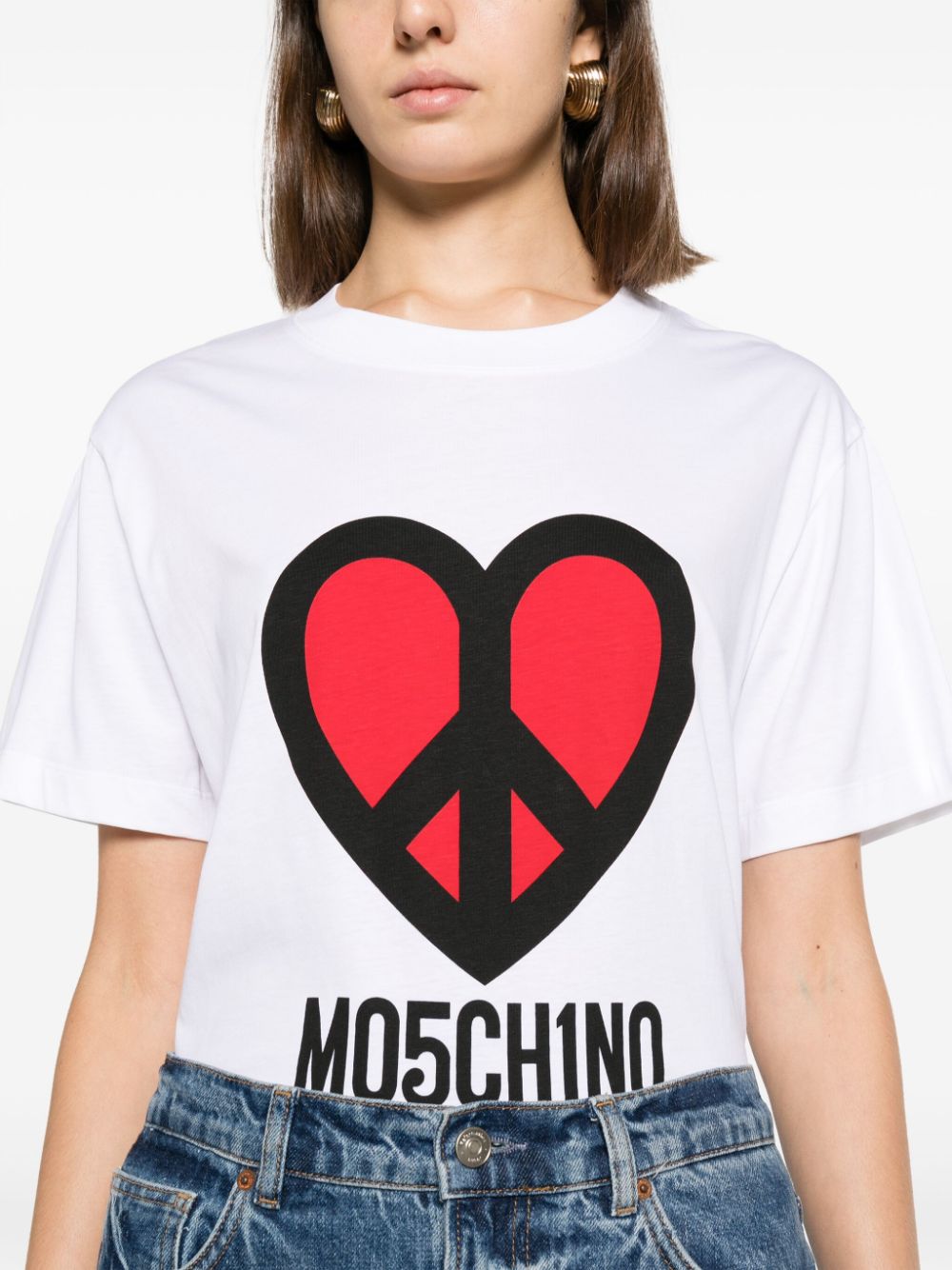 T-shirt bianca stampa heart