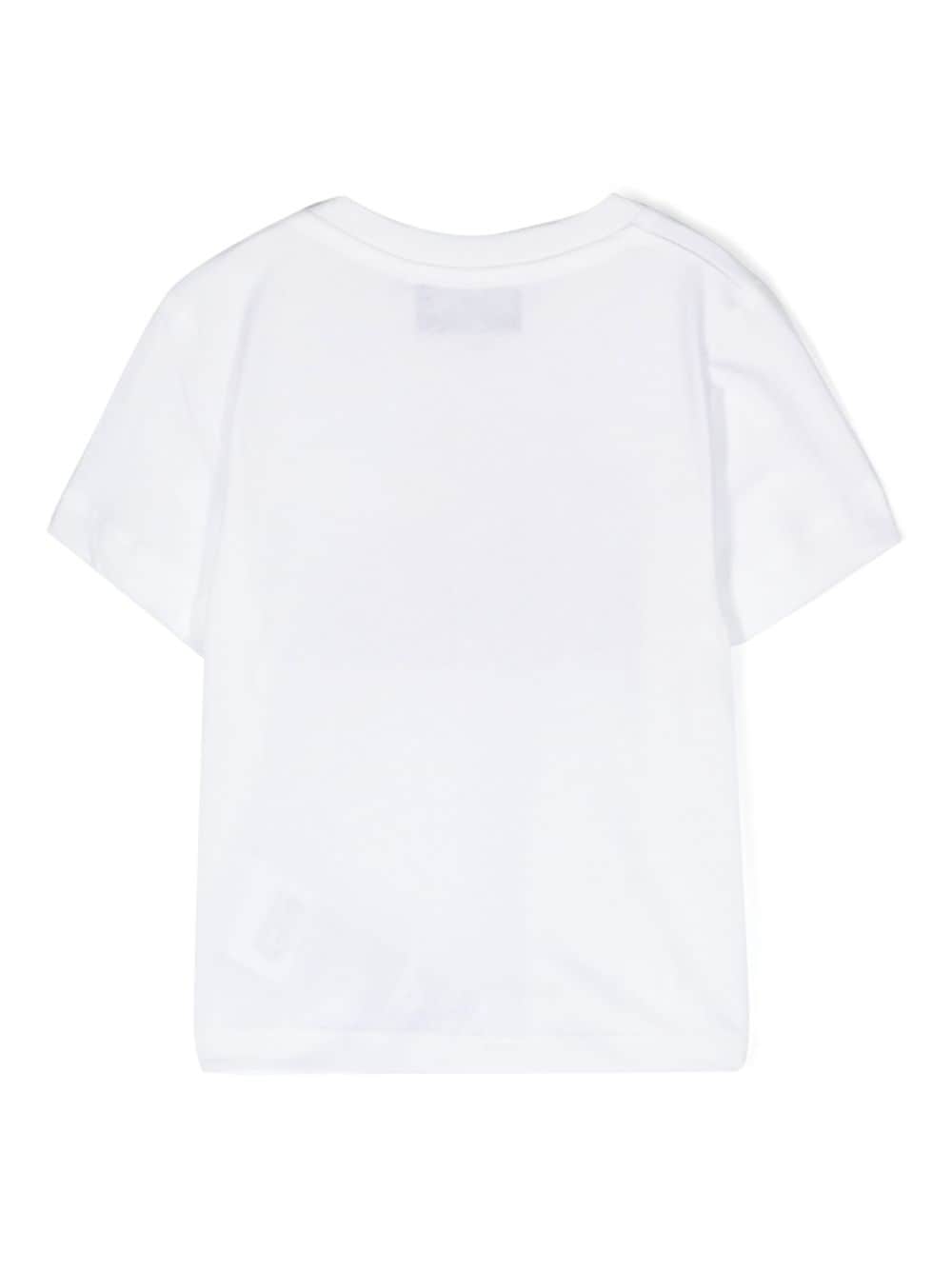 T-shirt bianca stampa logo Teddy neonato