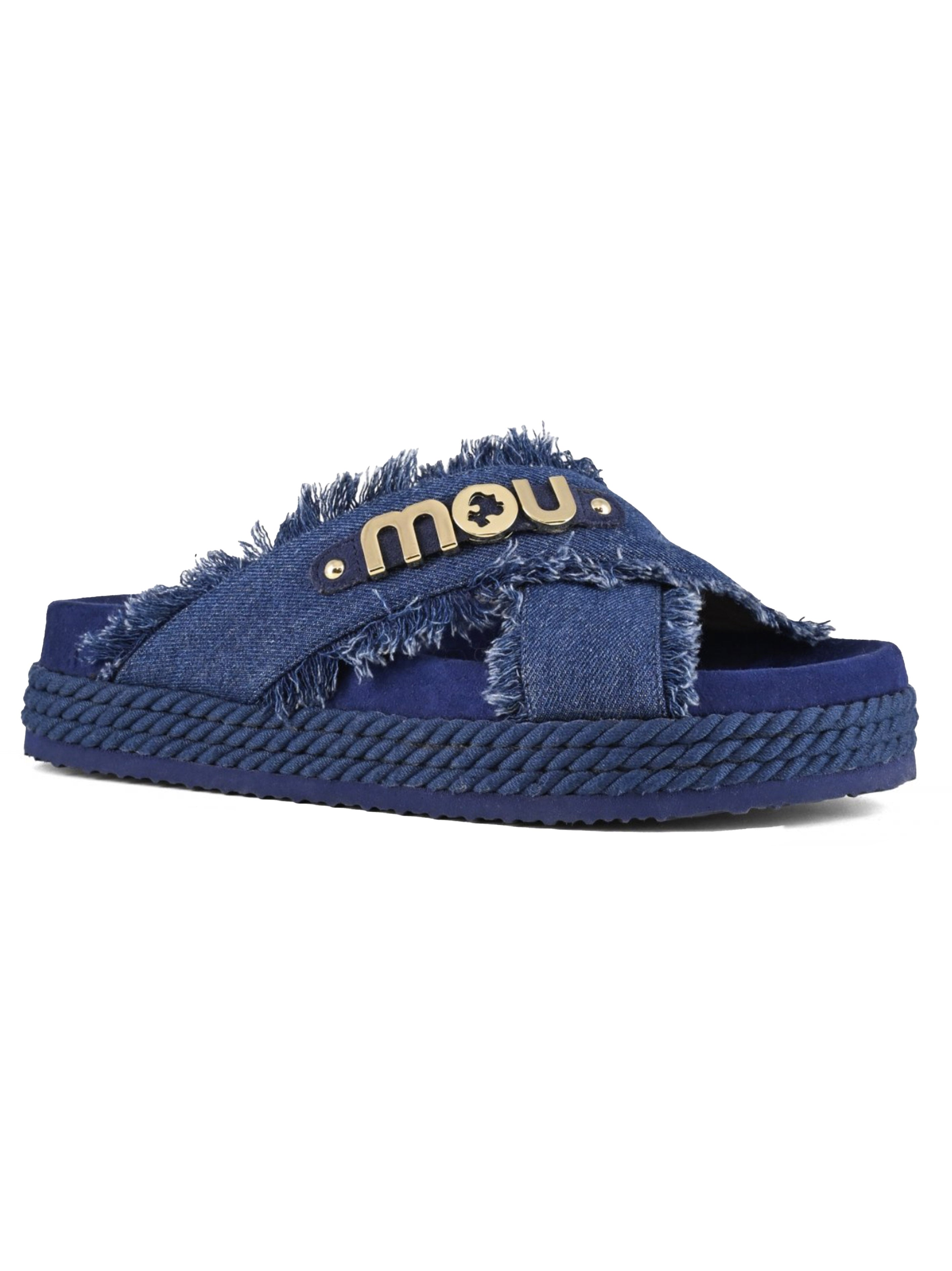 Criss-cross denim sandal