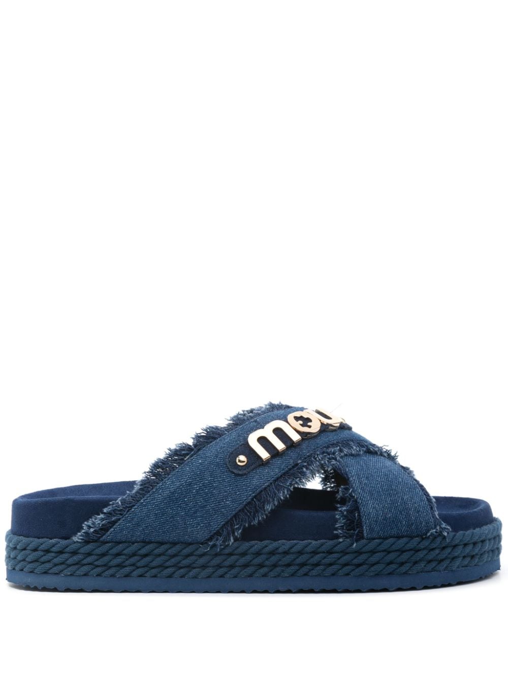 Criss-cross denim sandal