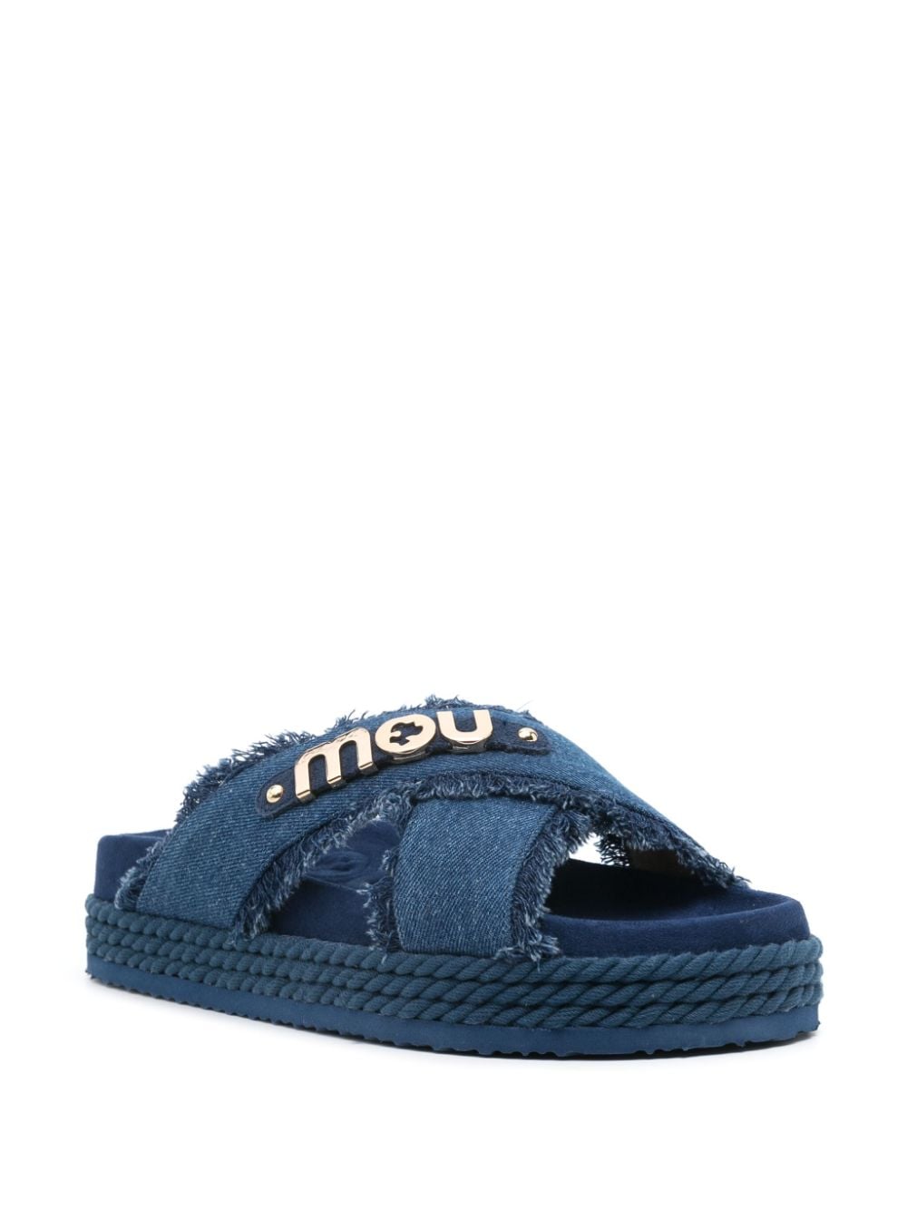 Criss-cross denim sandal