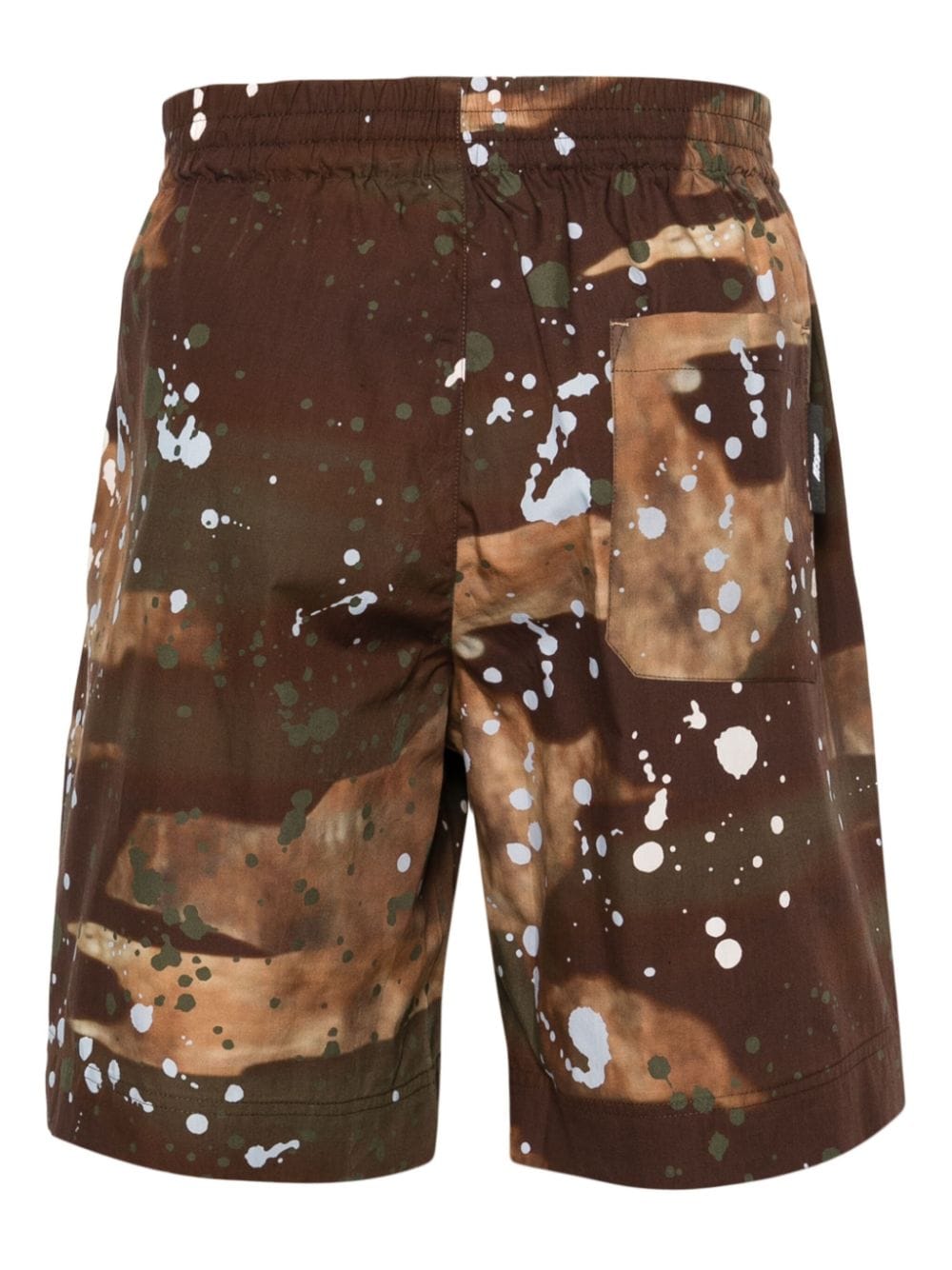 Military Bermuda shorts with paint splatters