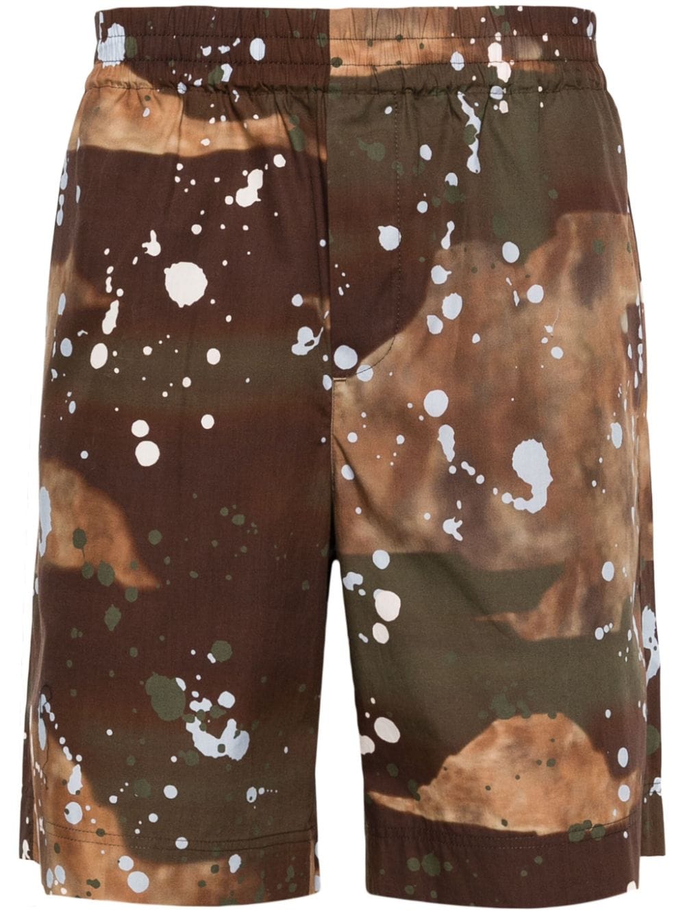 Military Bermuda shorts with paint splatters