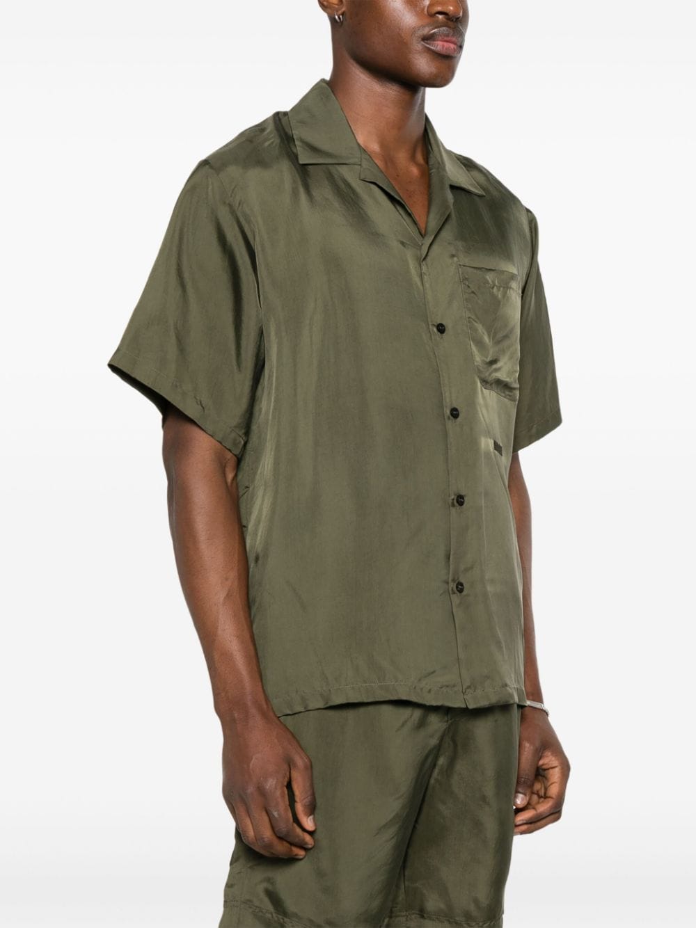 Khaki green shirt with satin finish