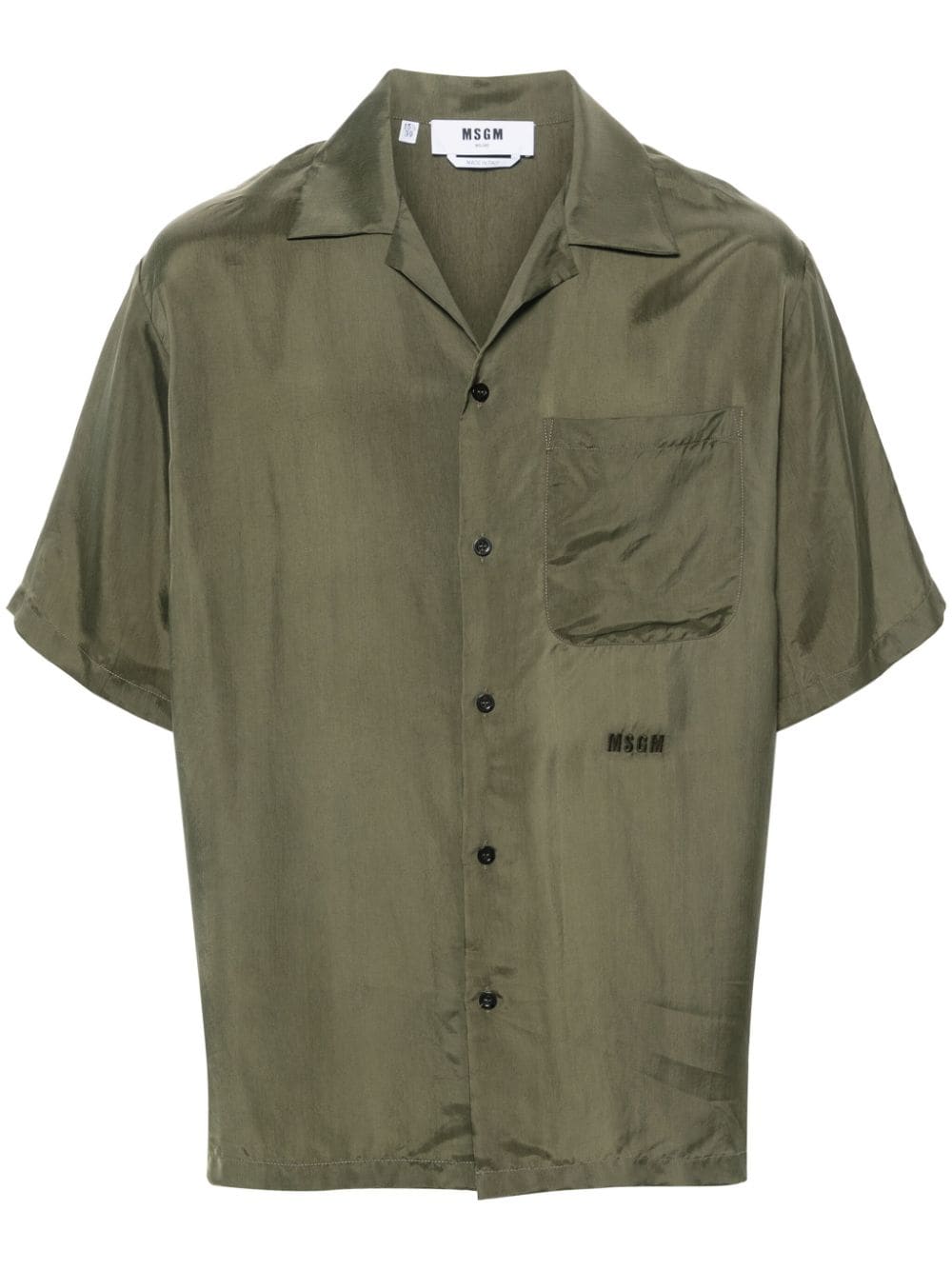 Khaki green shirt with satin finish