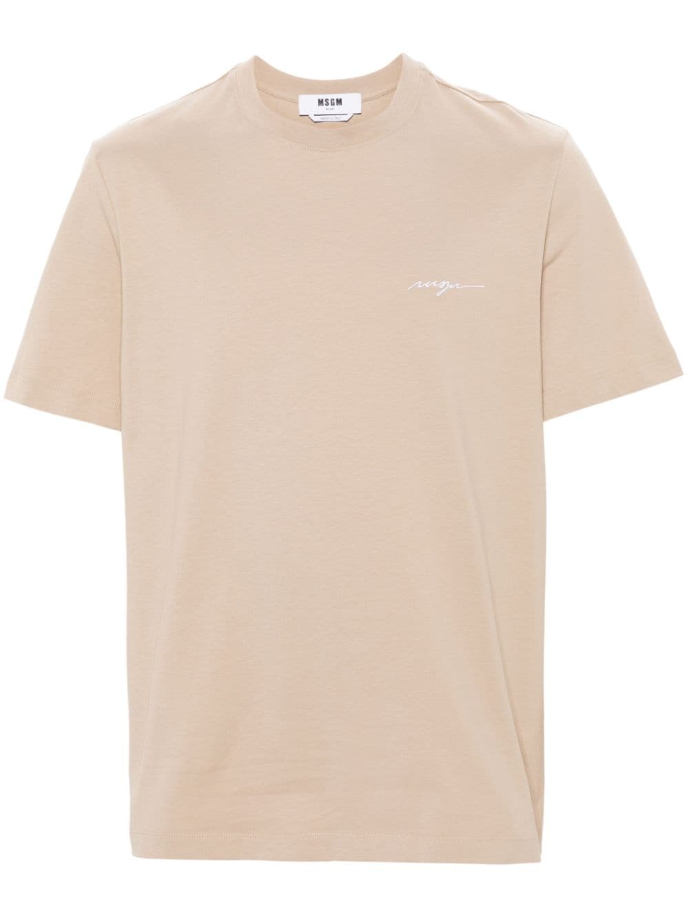 T-shirt beige logo corsivo