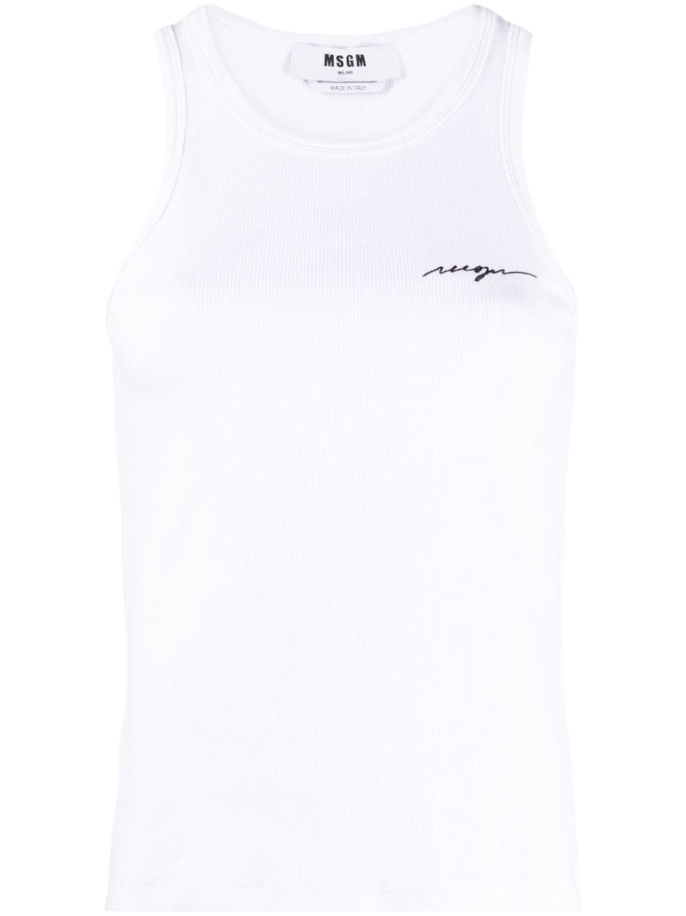 White tank top with logo embroidery