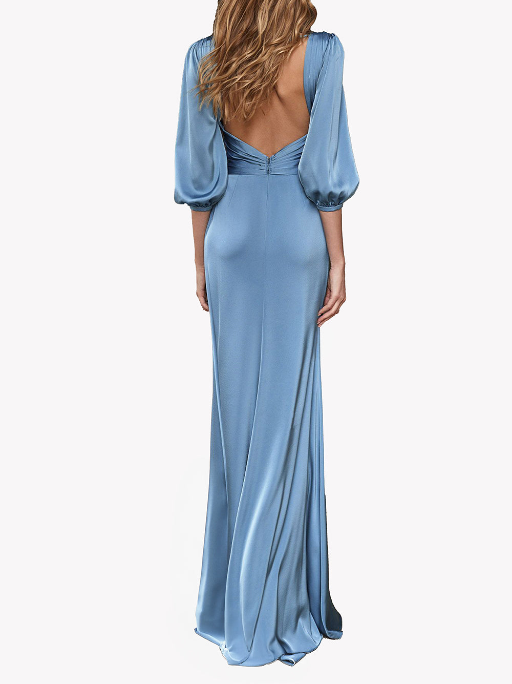 Dress NM22252 light blue satin