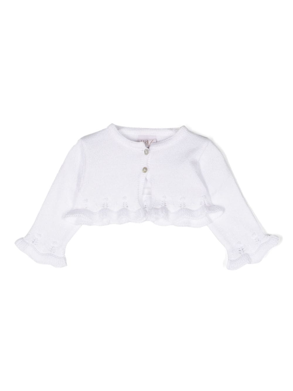 White cropped Iris cardigan for newborns