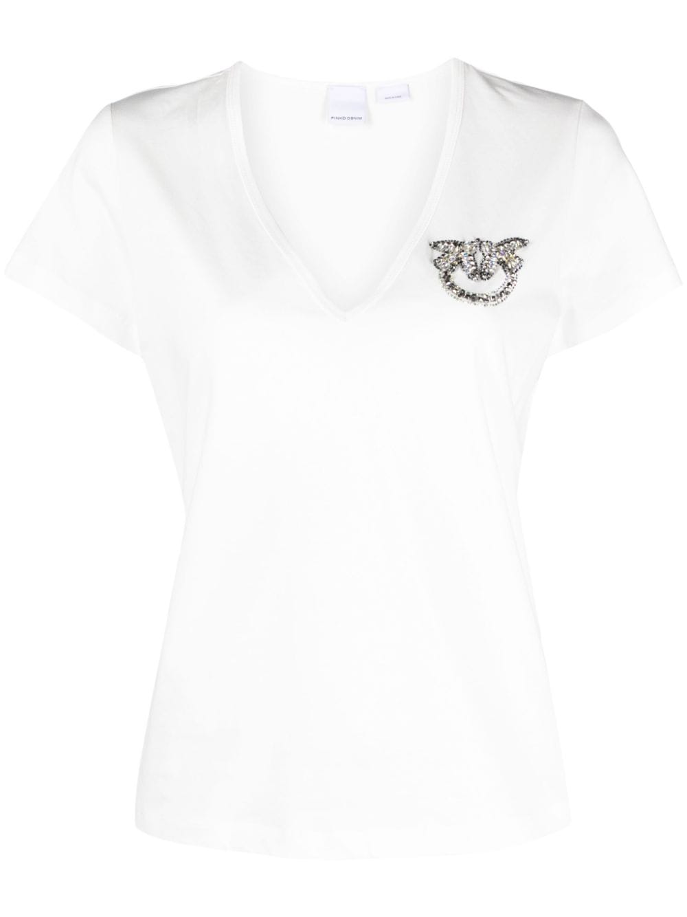 T-shirt bianca love birds strass