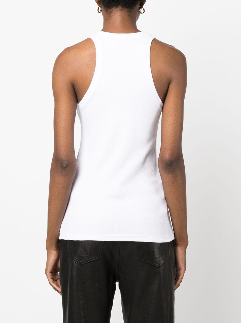 White tank top logo lettering