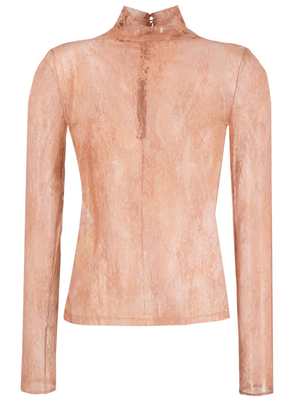 Nude sweater in laminated lace