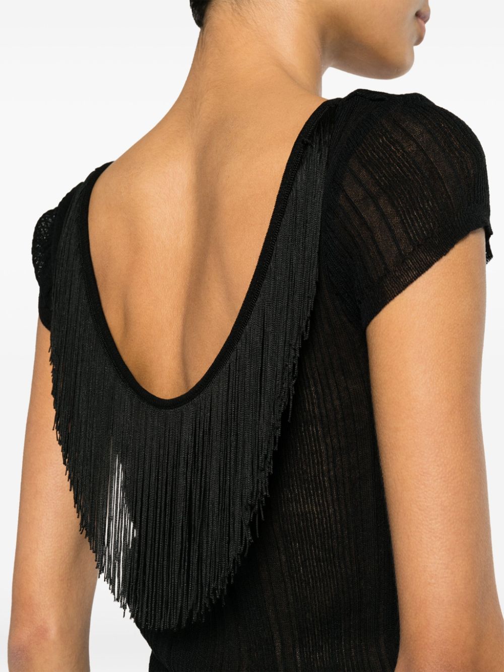 Black SWEATER WITH THIN FRINGES