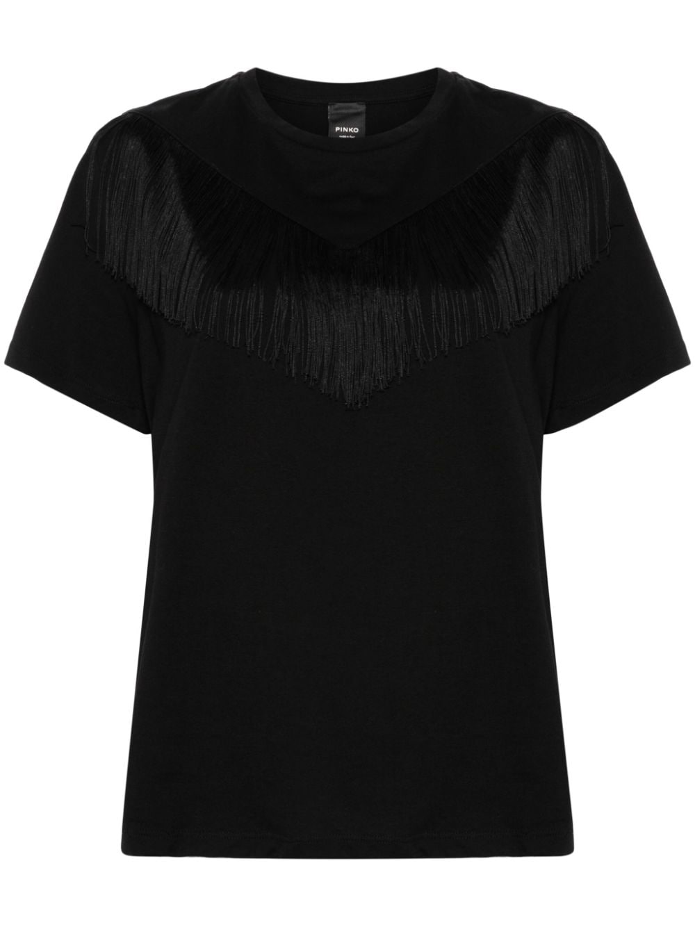 Black T-SHIRT WITH FRINGES