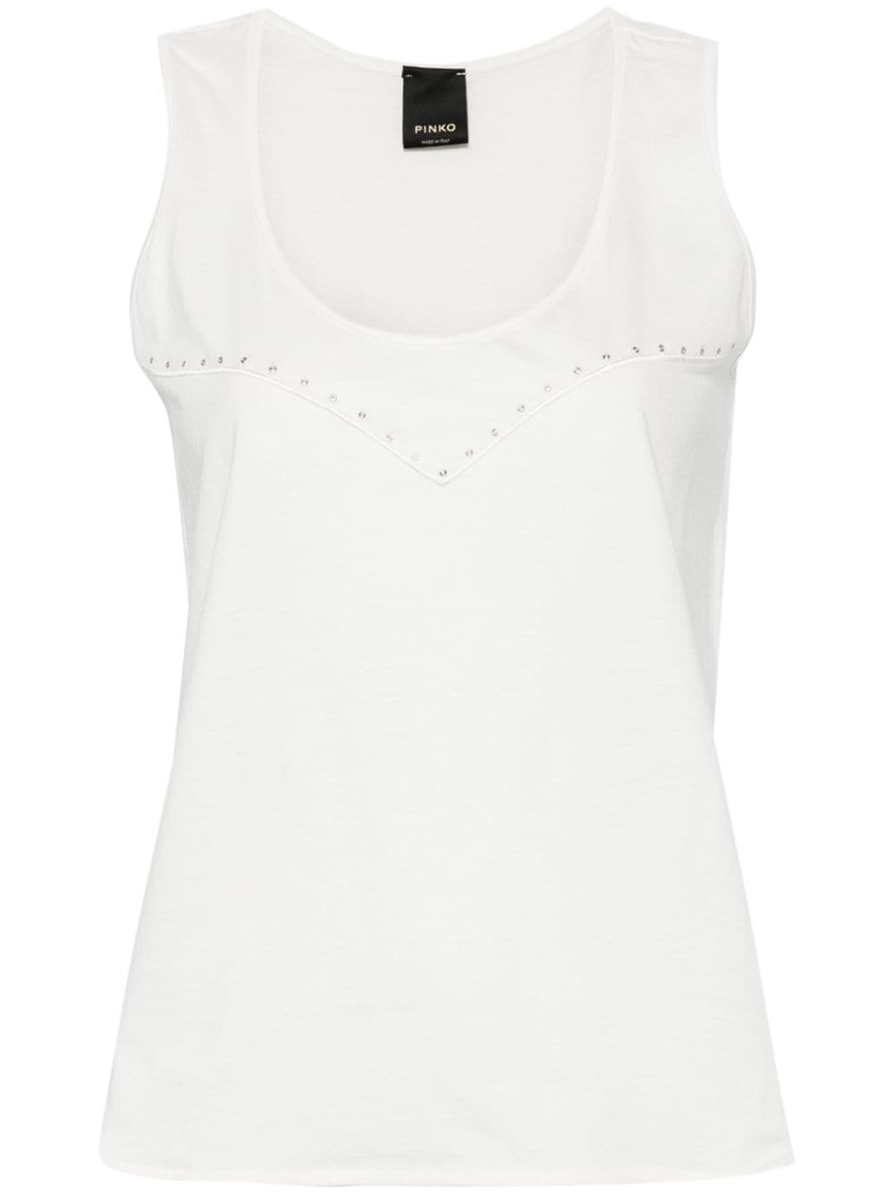 White tank top with mini eyelets