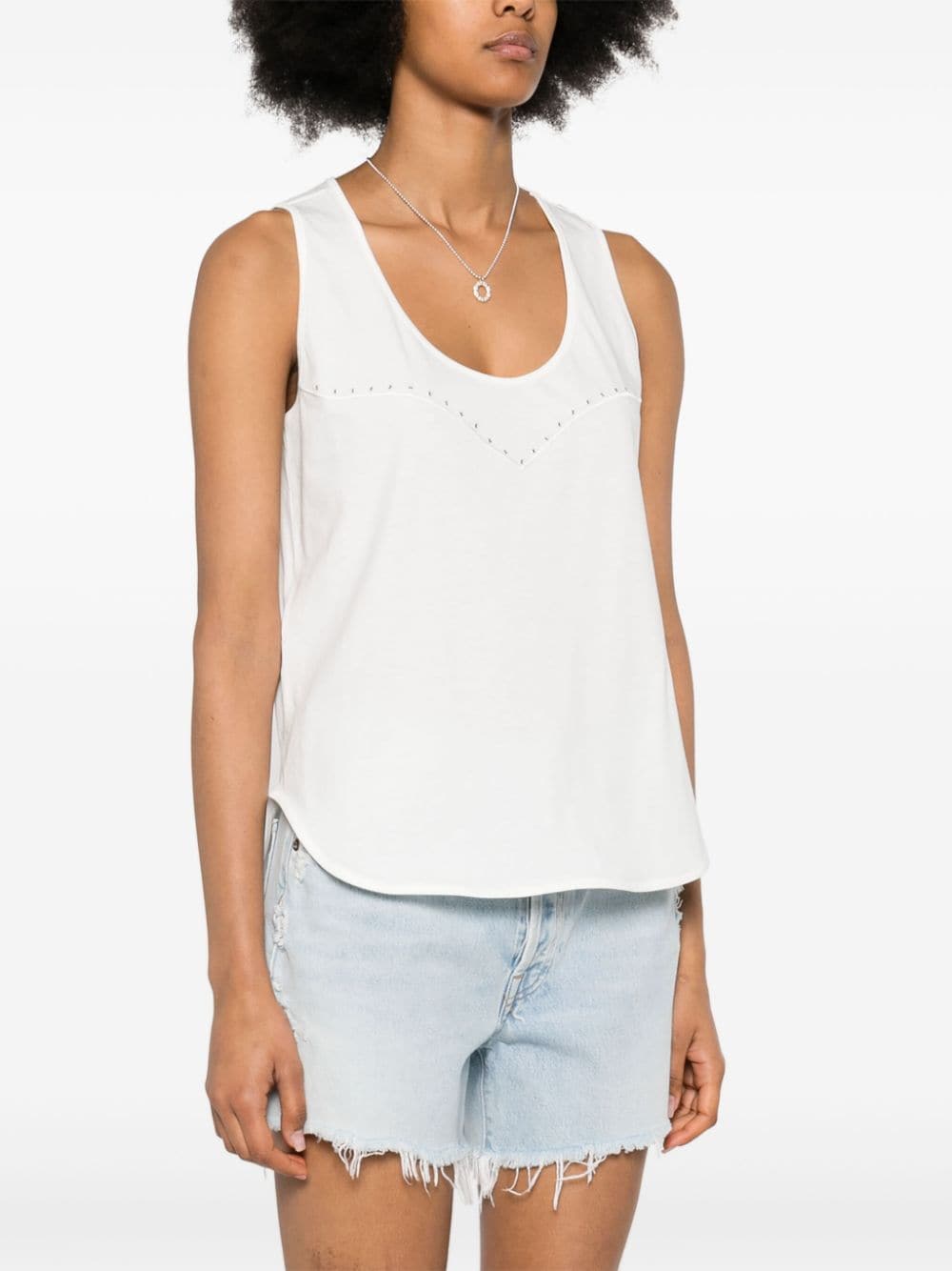 White tank top with mini eyelets