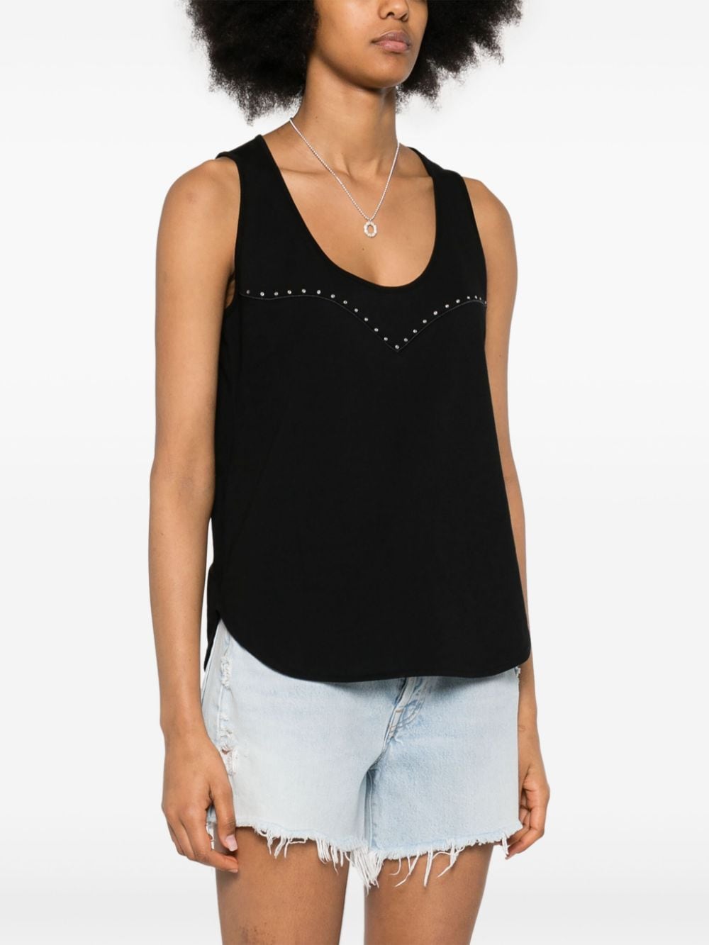 Black tank top with mini eyelets