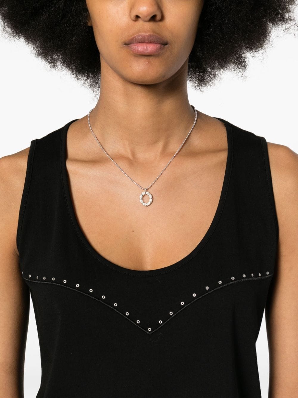 Black tank top with mini eyelets