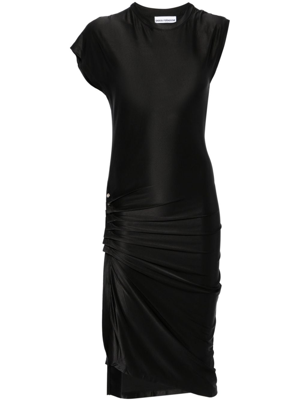 Asymmetrical black midi dress