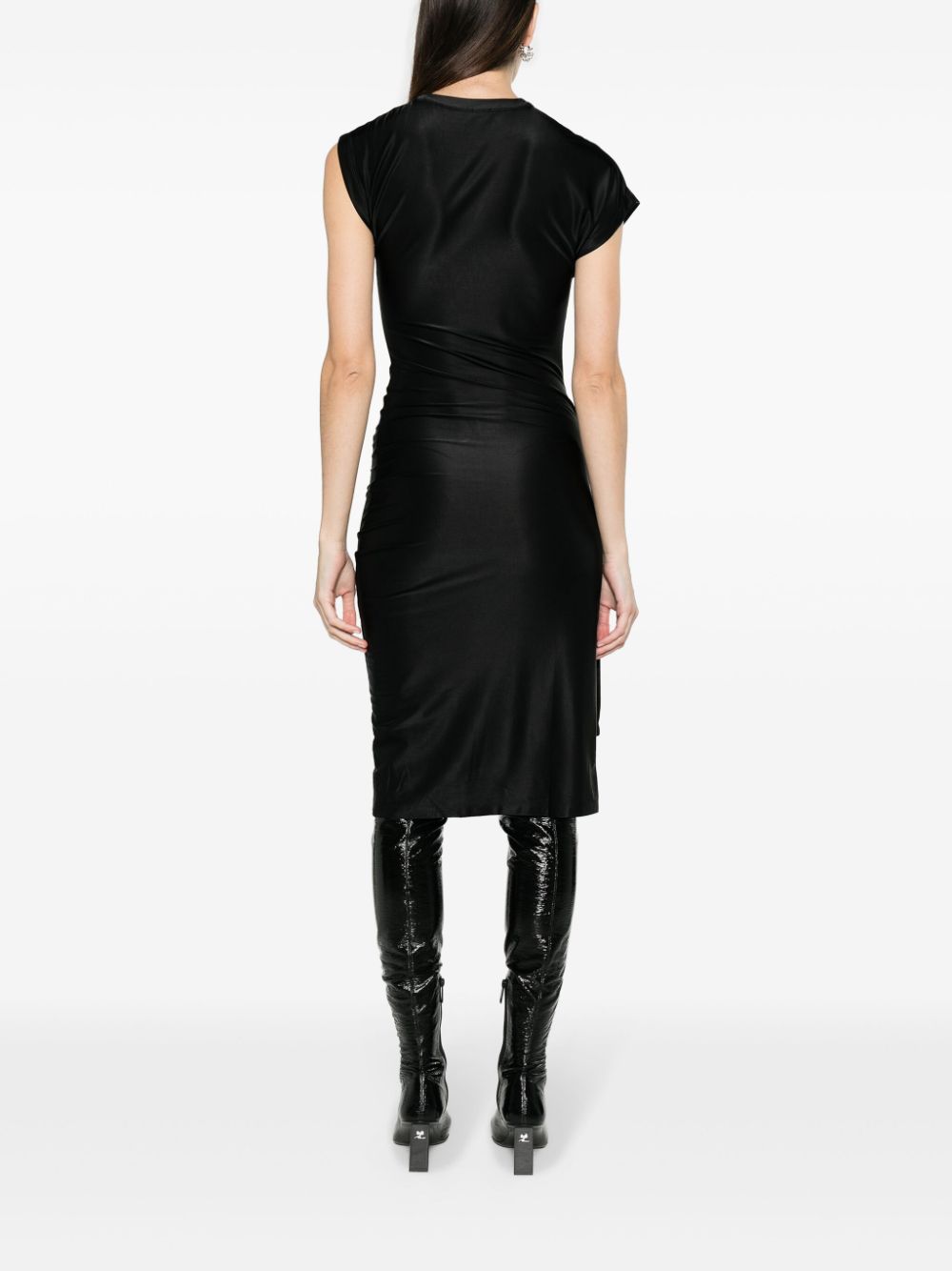 Asymmetrical black midi dress