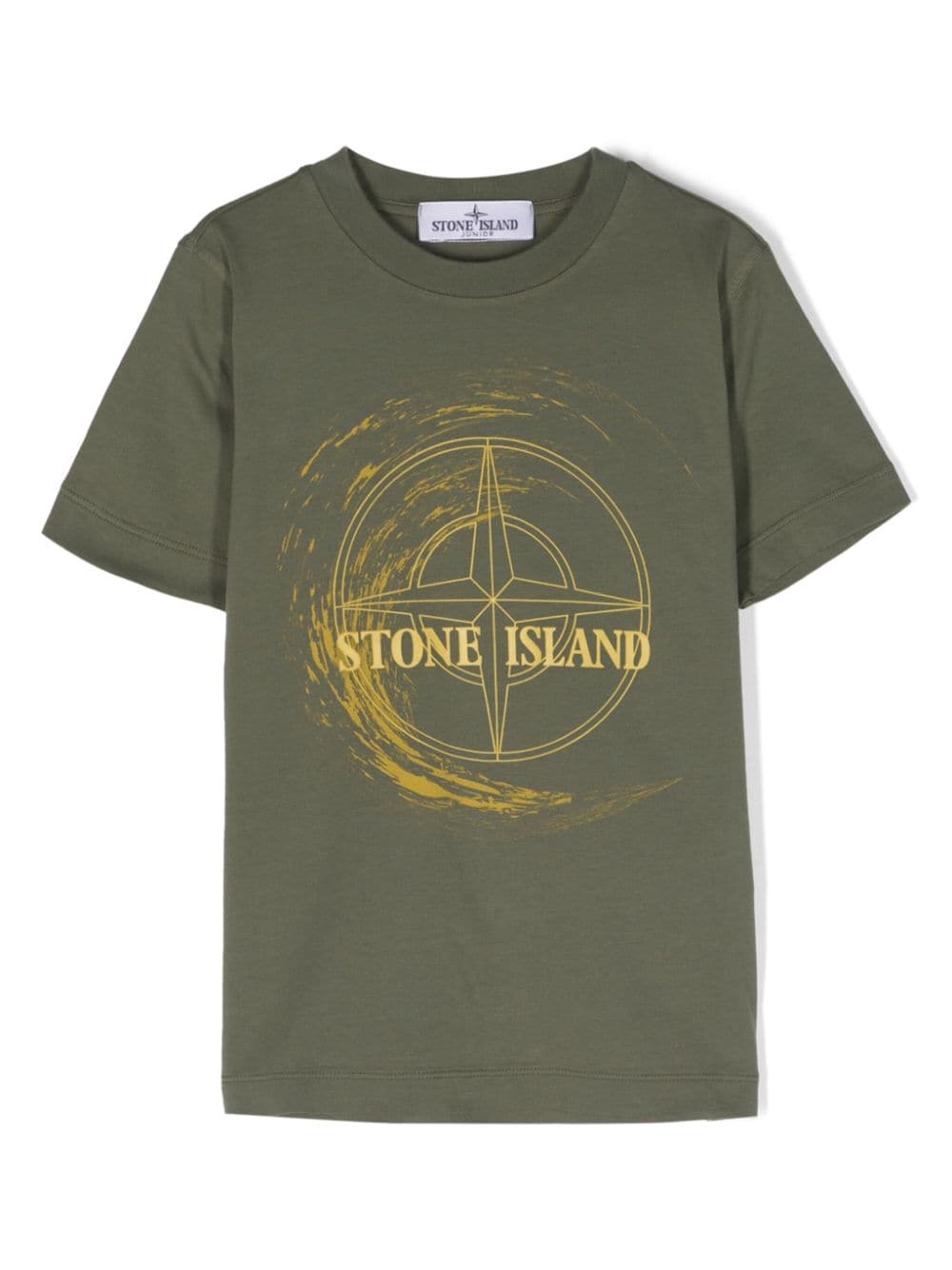 Green T-shirt with Compass logo print