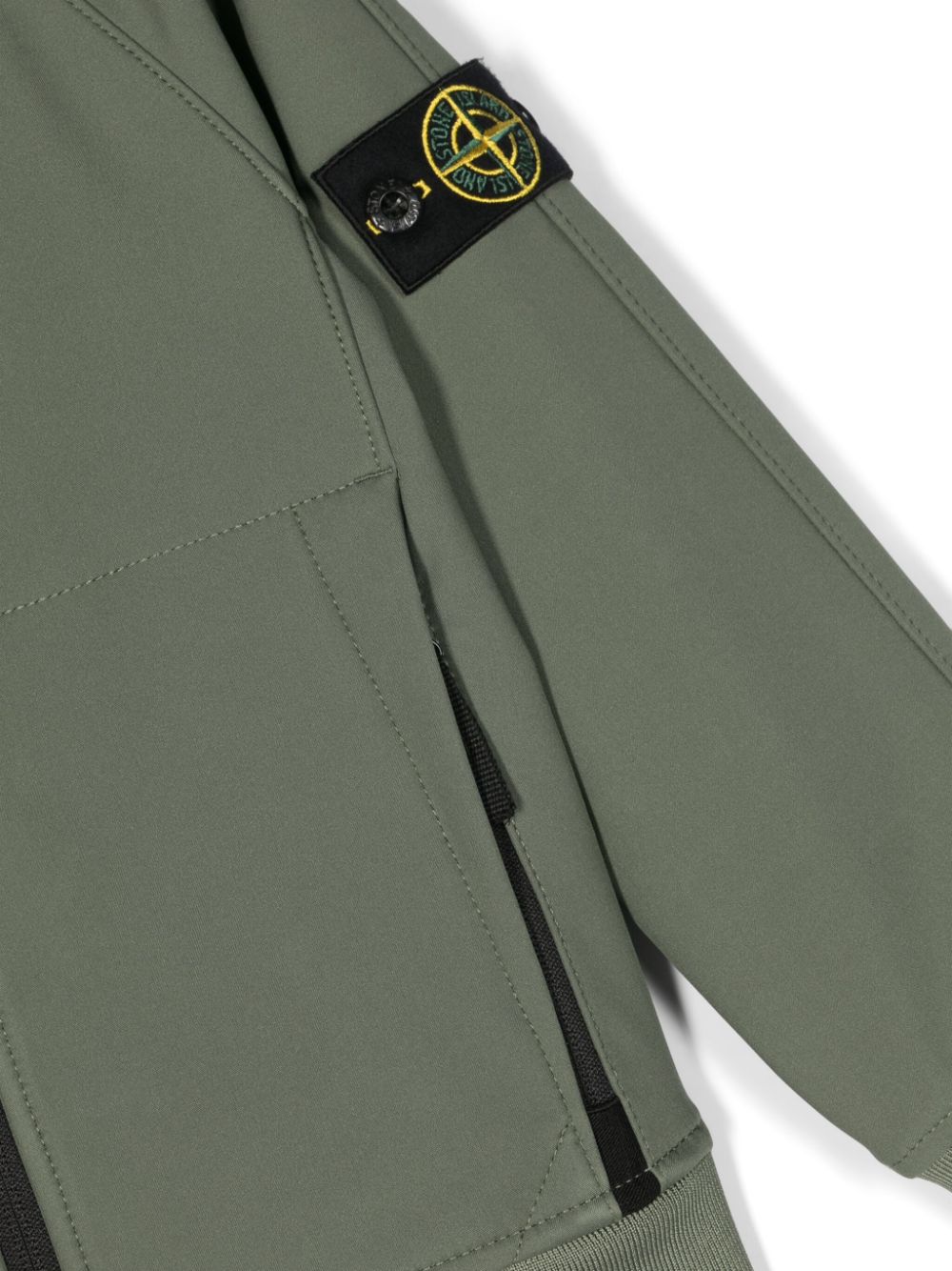 Green jacket with hood and Compass logo