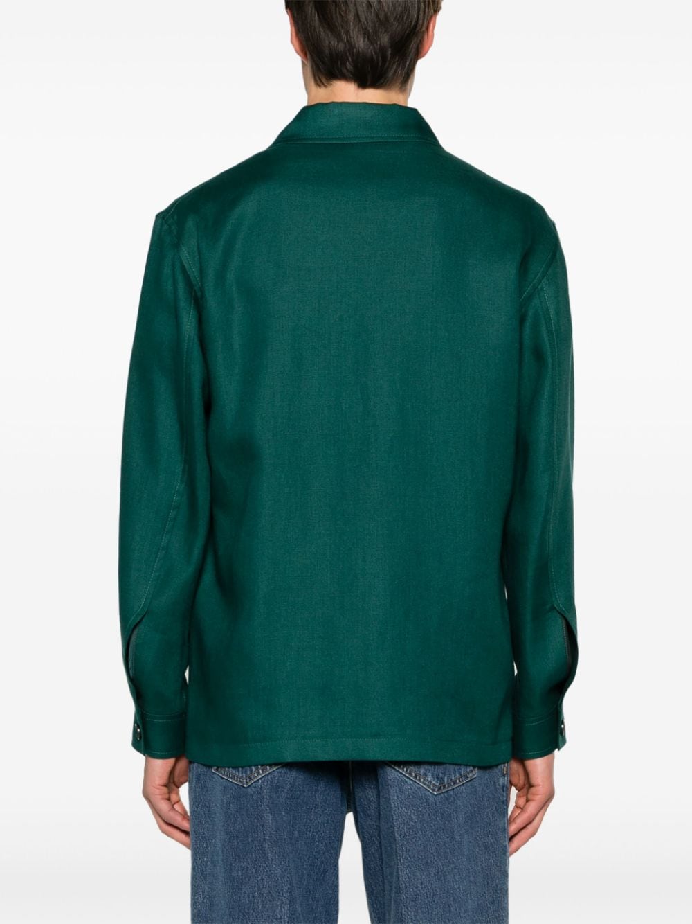 Giacca- camicia  Damian verde petrolio lino