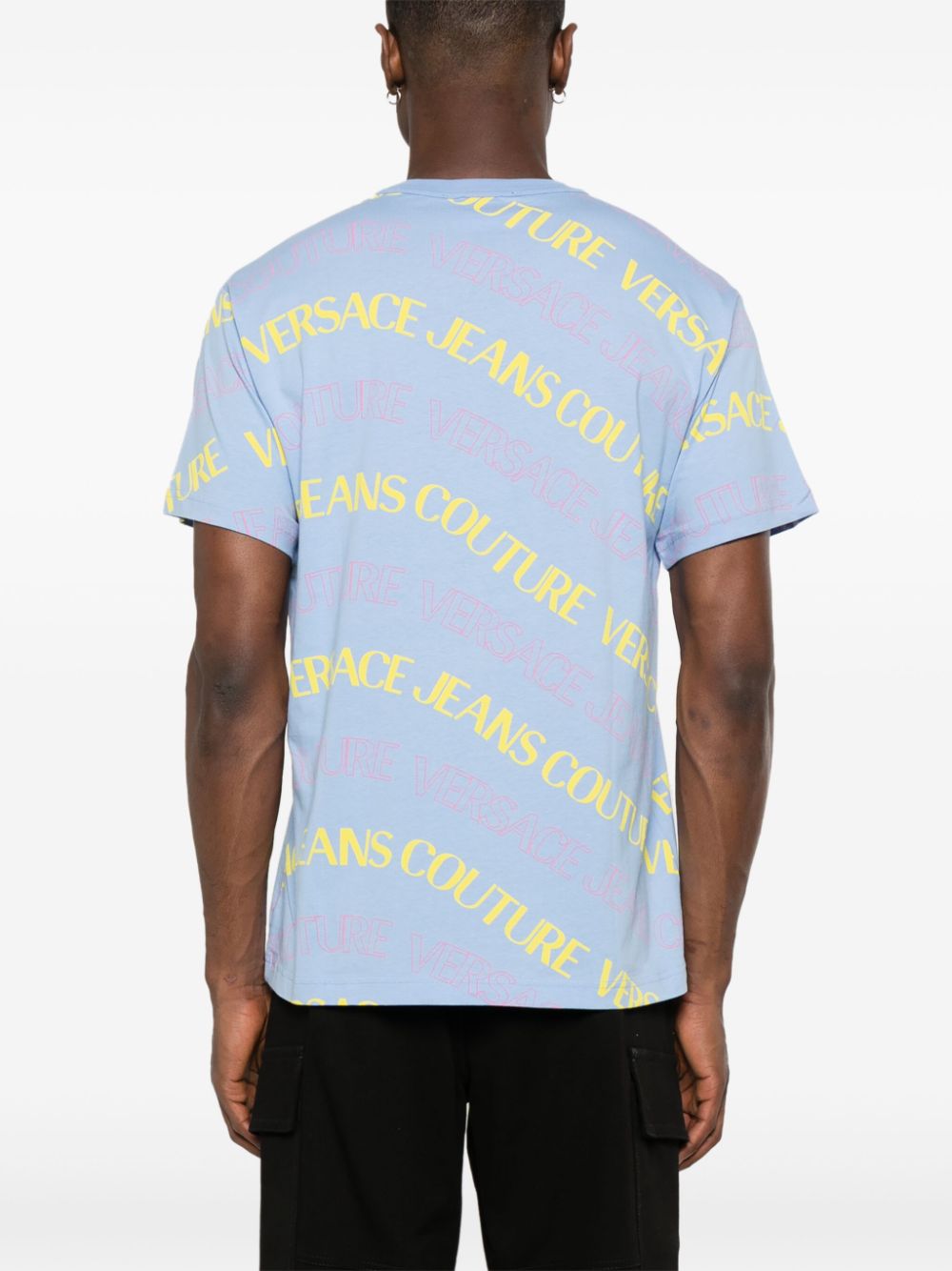 T-shirt celeste logo all-over