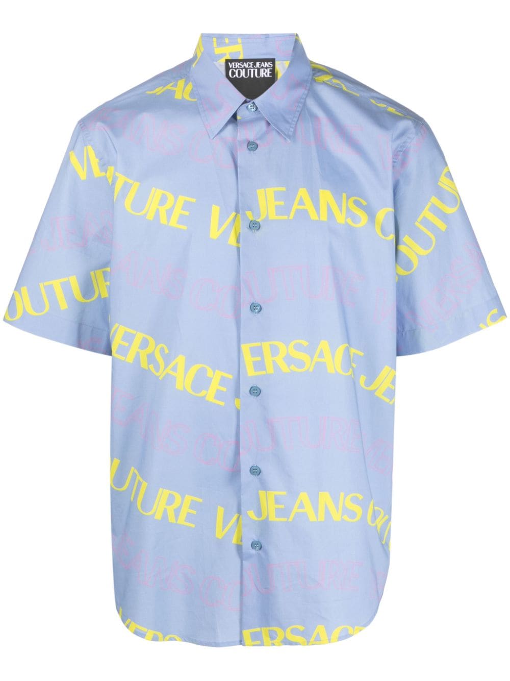 Light blue shirt with all-over logo