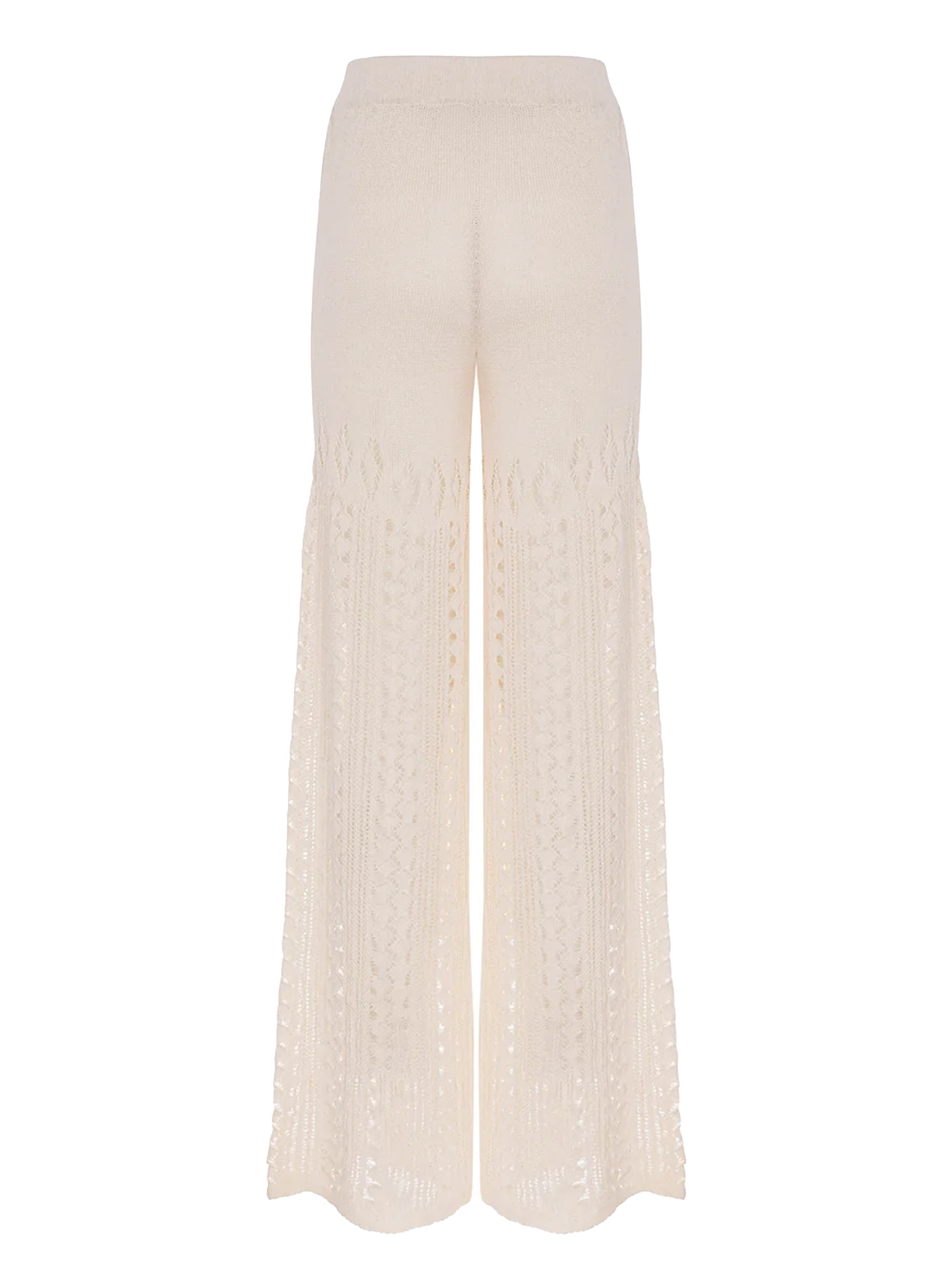 Cream perforated linen blend trousers