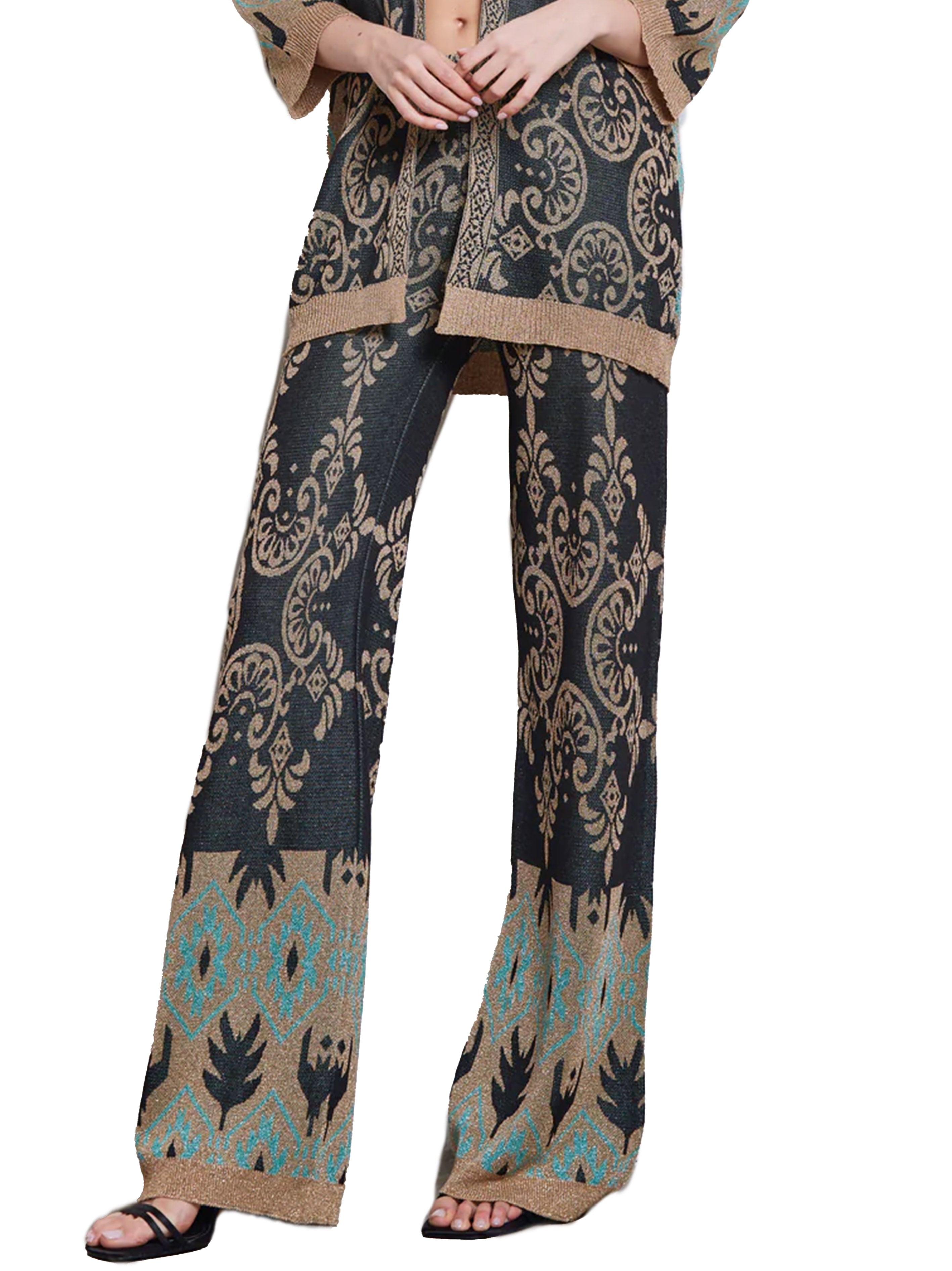 Multicolored lurex patterned trousers