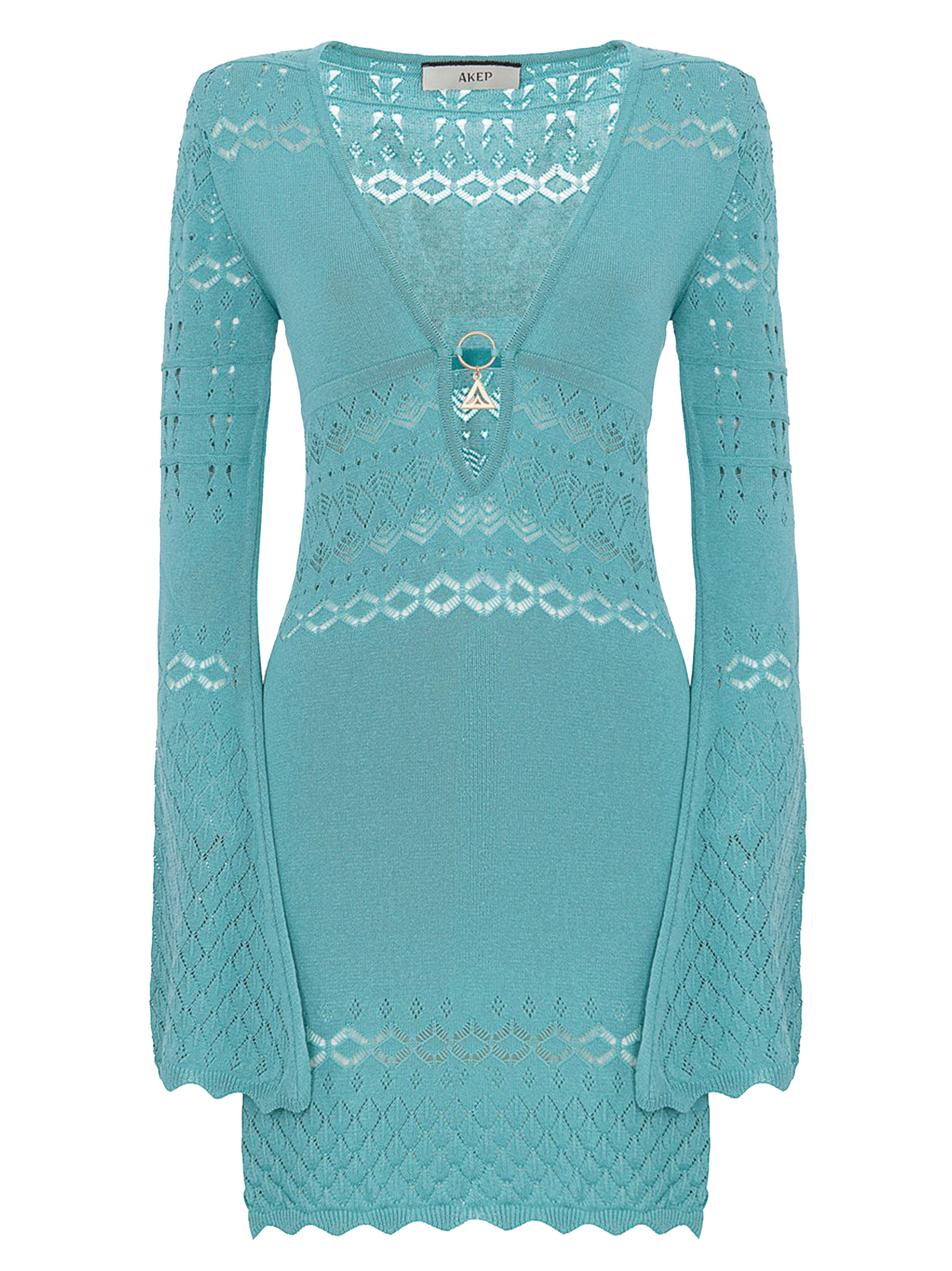 SHORT SEA WATER LACE STITCH KNIT DRESS