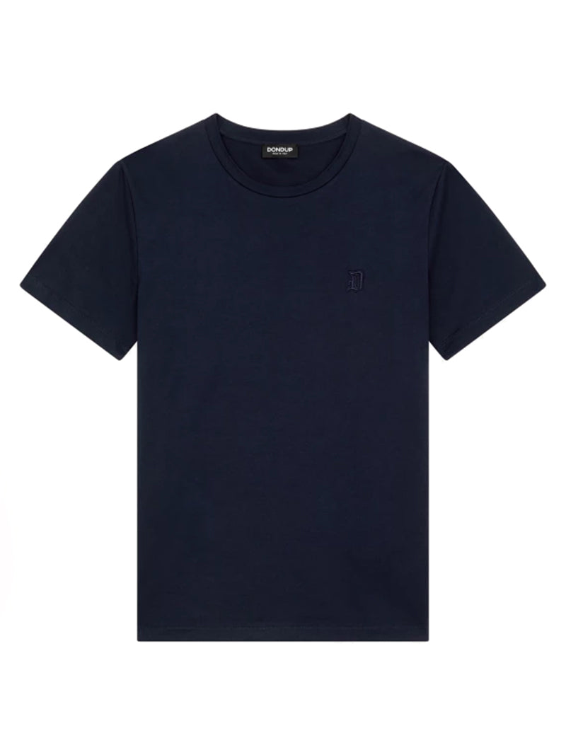 T-shirt blu mini logo ricamo