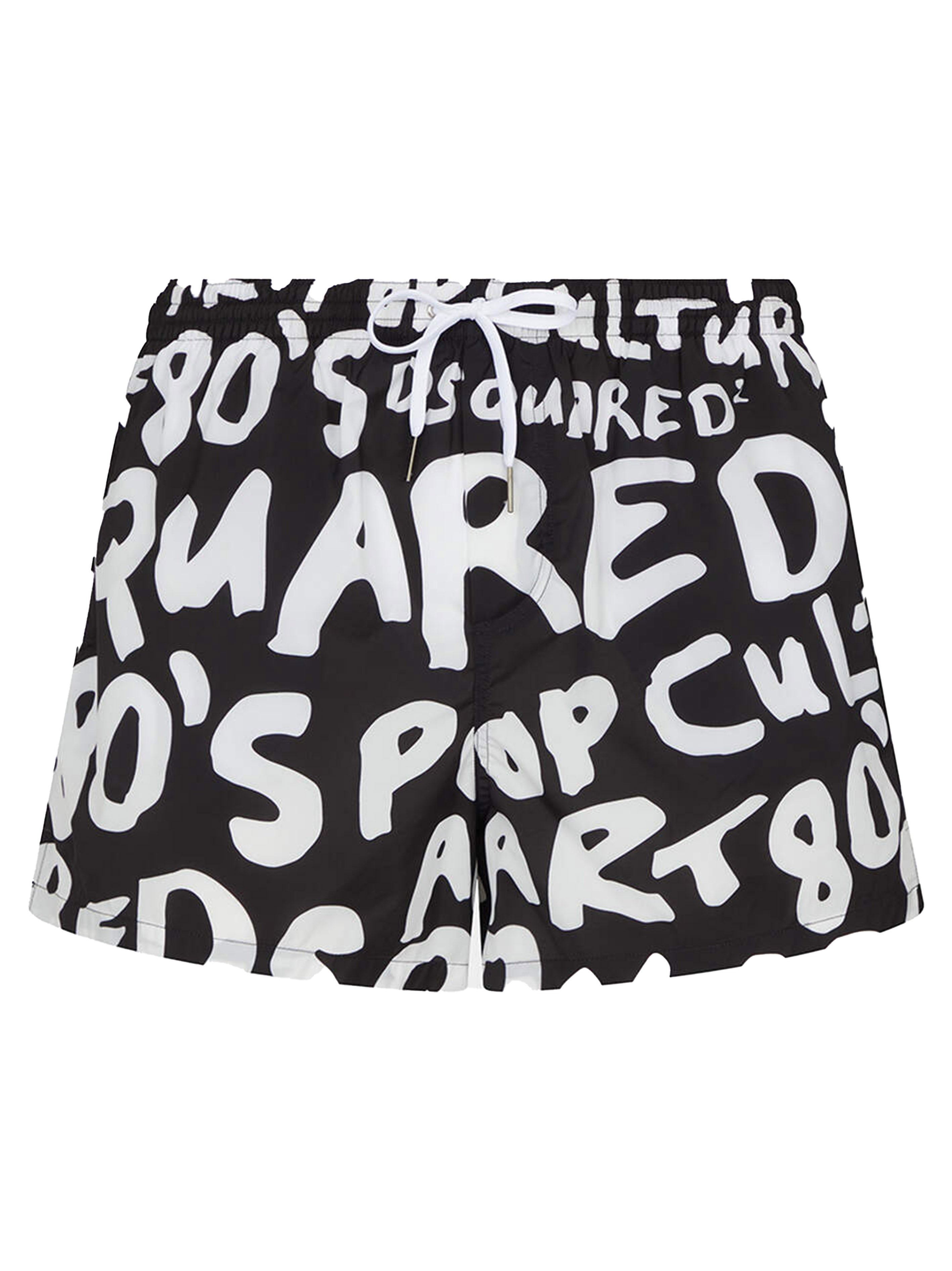 Costume boxer midi 80's pop nero/bianco