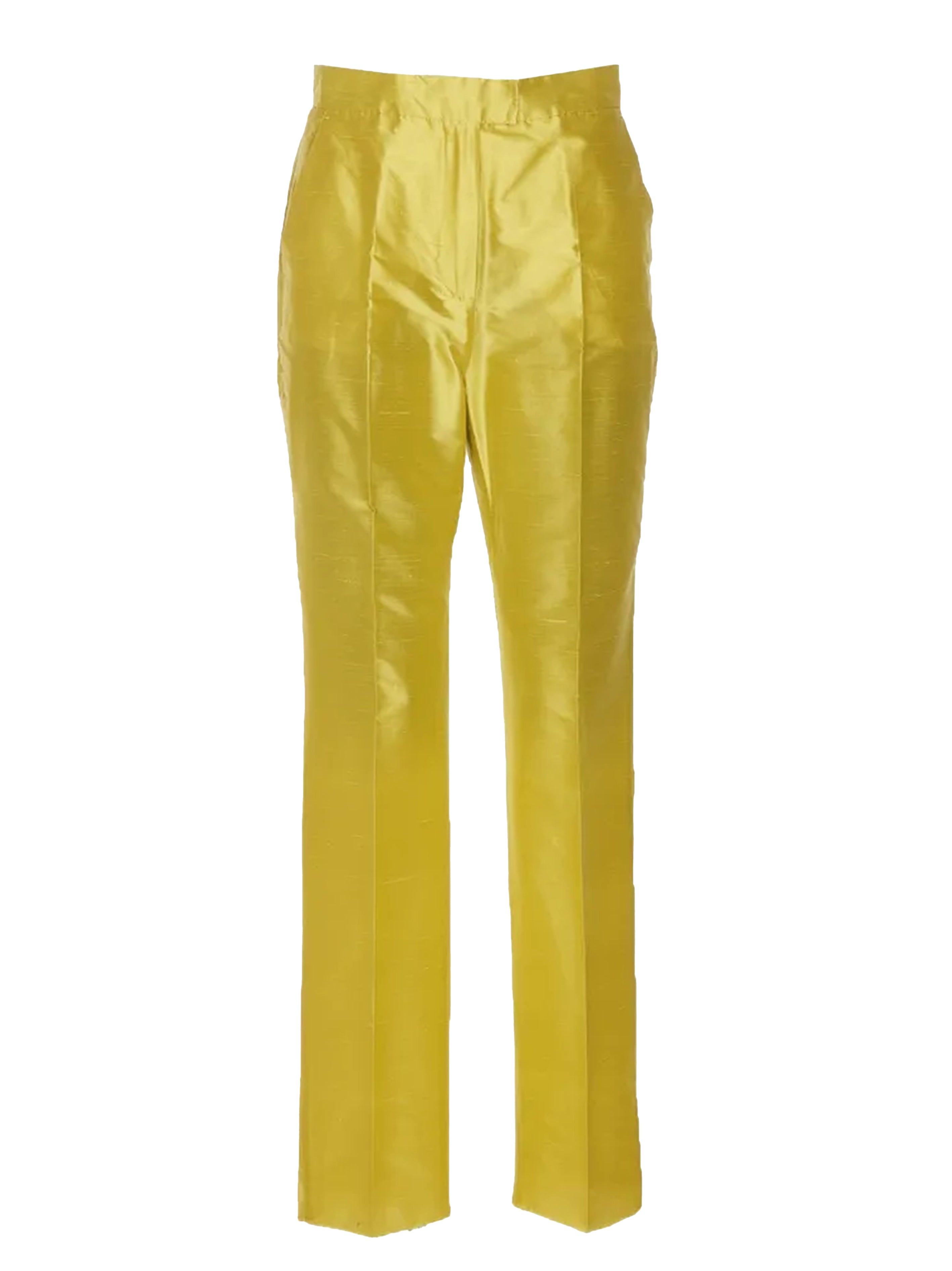 High-waisted trousers in cedar silk