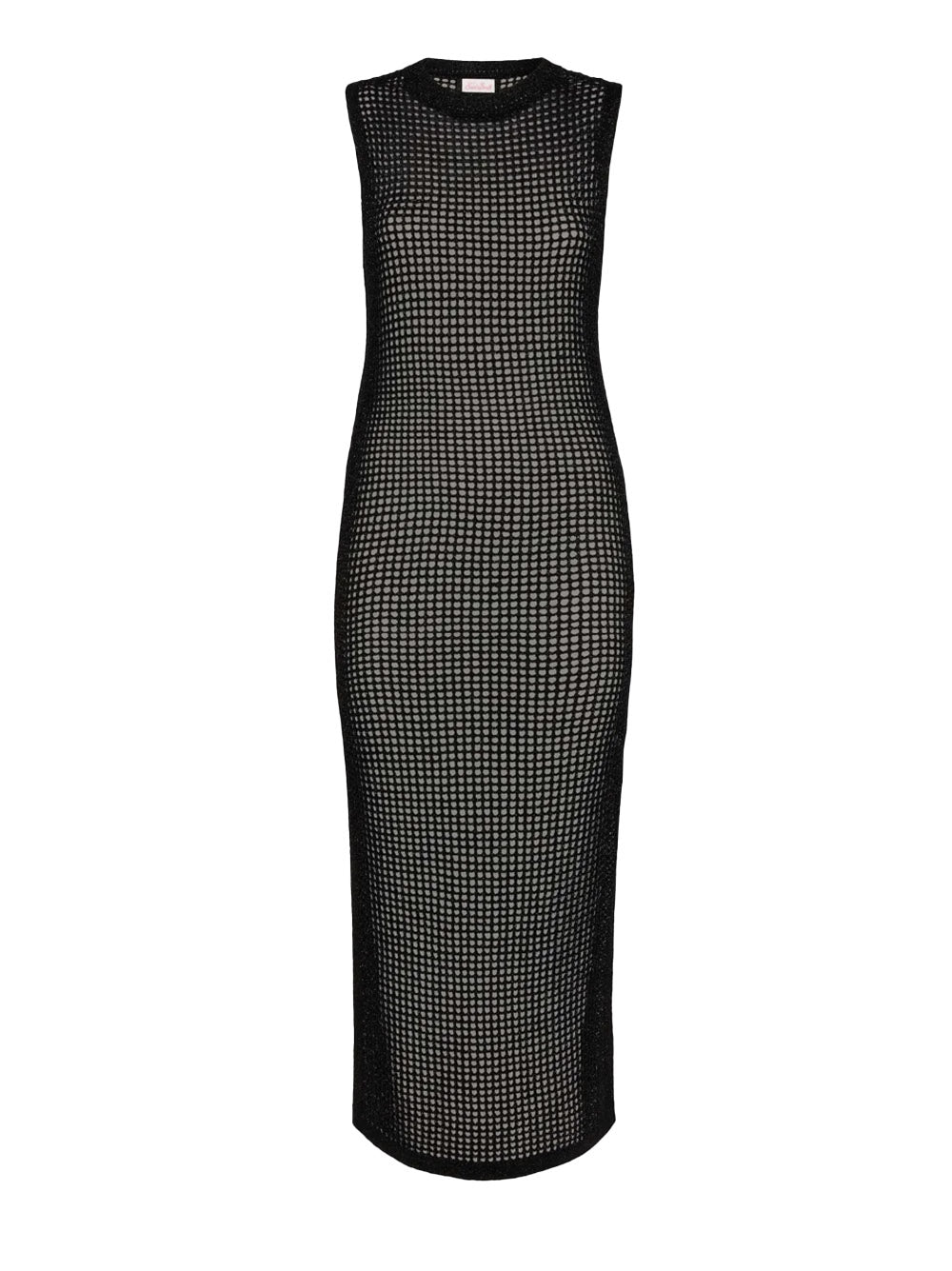 Abito lungo Eileen in rete crochet lurex nero EIE0001 06173H MC2 SAINT BARTH 