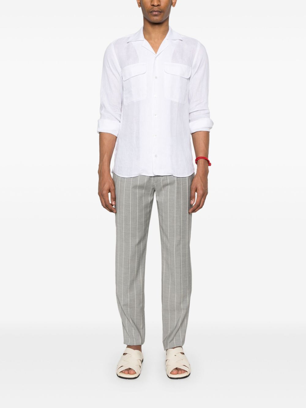Camicia Rowan bianca in lino ROWAN740005 X007 TAGLIATORE 