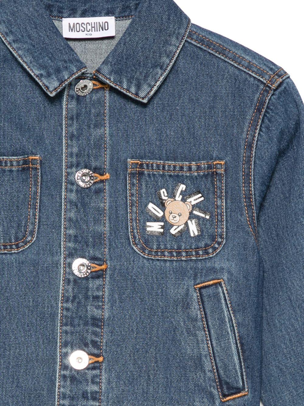 Giacca di jeans con motivo orsetto MUS035L0E34 41104 MOSCHINO KIDS 