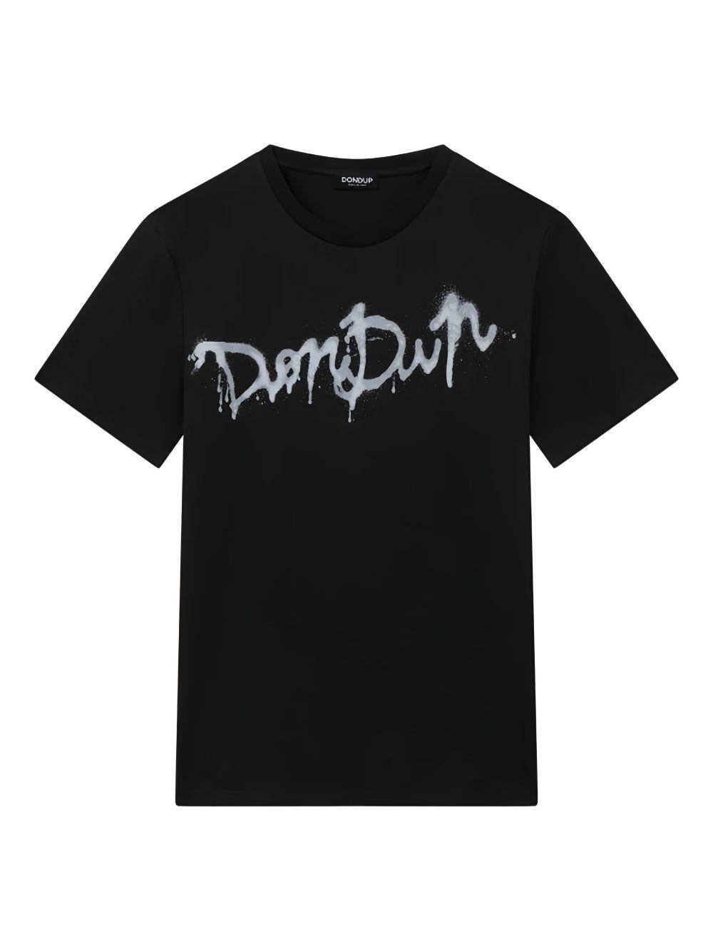 T-shirt nera logo pittura US198JF0309UHN6DU 999 DONDUP 