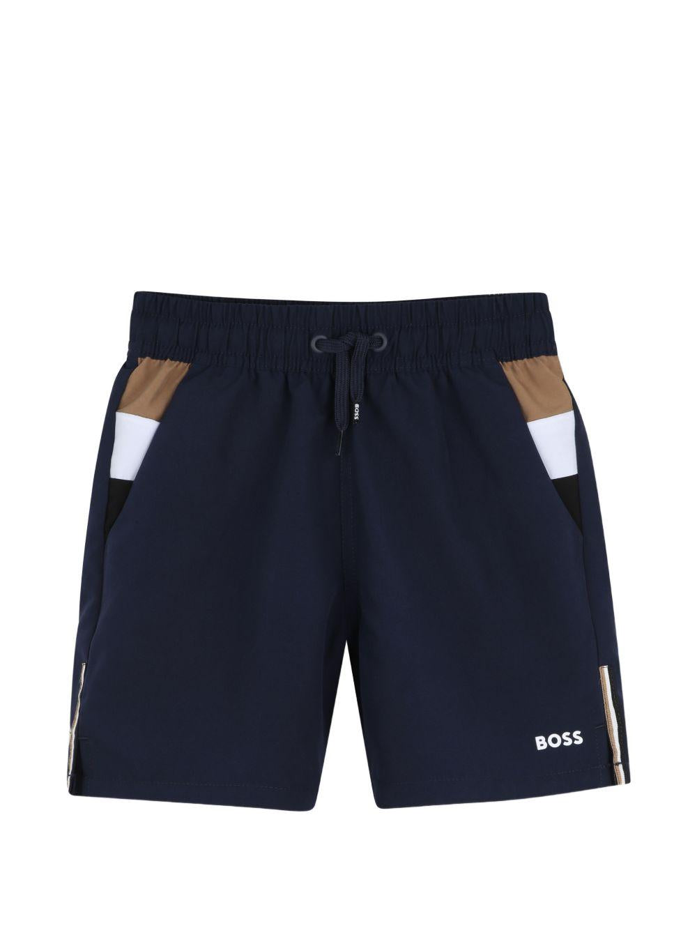 Boxer da mare con inserti a contrasto J52898 849 BOSS KIDSWEAR 