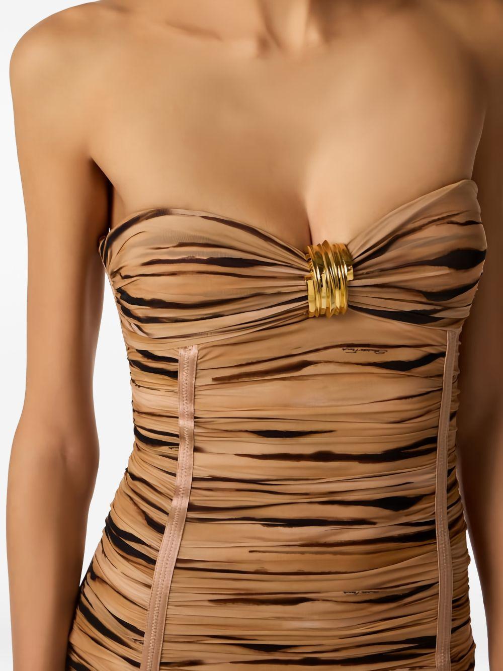 Abito bustier midi con stampa tigrata AB94562E2 470 ELISABETTA FRANCHI 