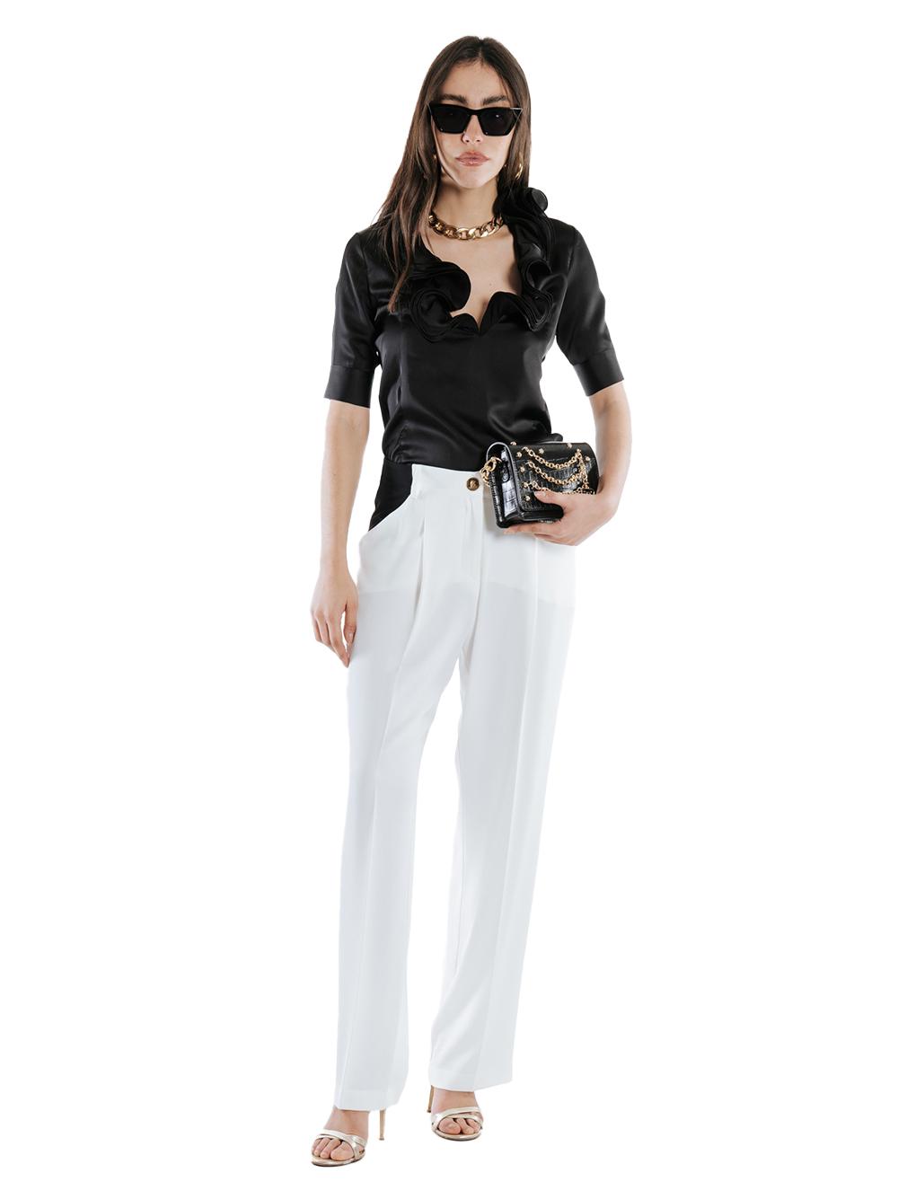 Body con ruches nero