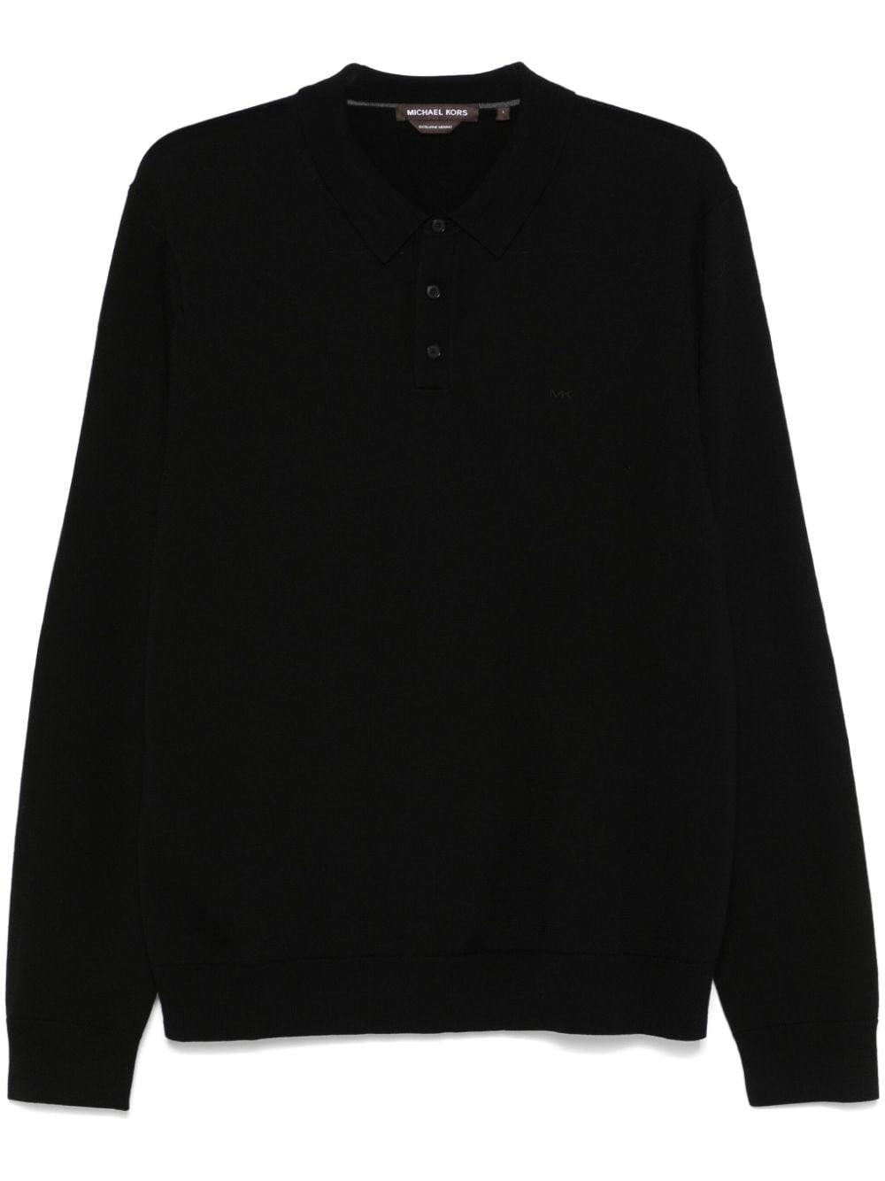 Polo nera basic in lana
