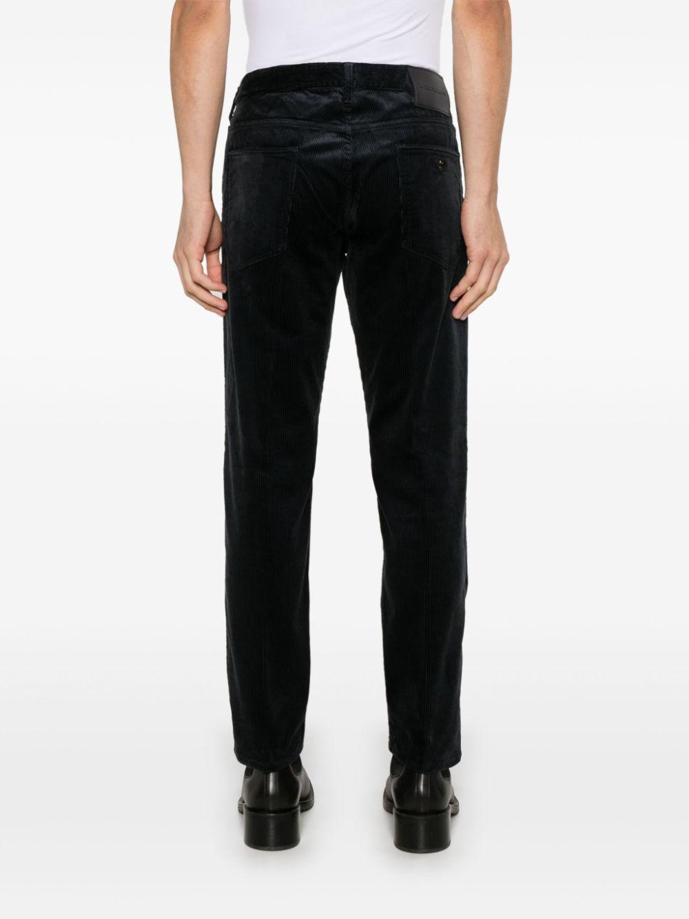 Pantalone blu a coste in velluto