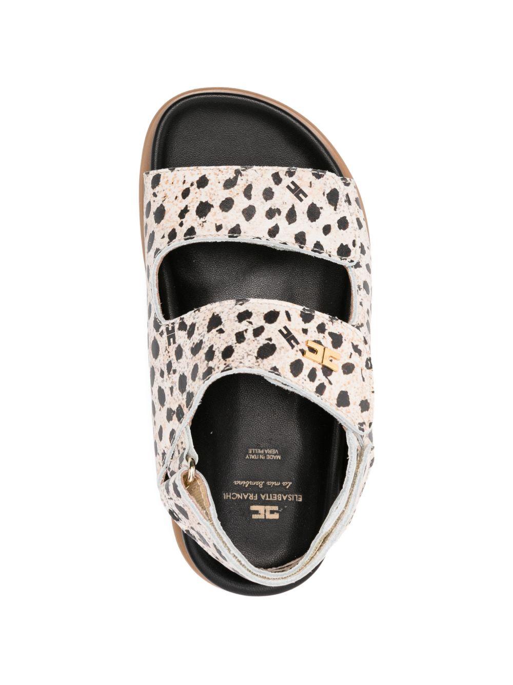 Sandali in pelle con stampa animalier e chiusura a strappo F1A2E05551926X253 BEIGENERO ELISABETTA FRANCHI KIDS 