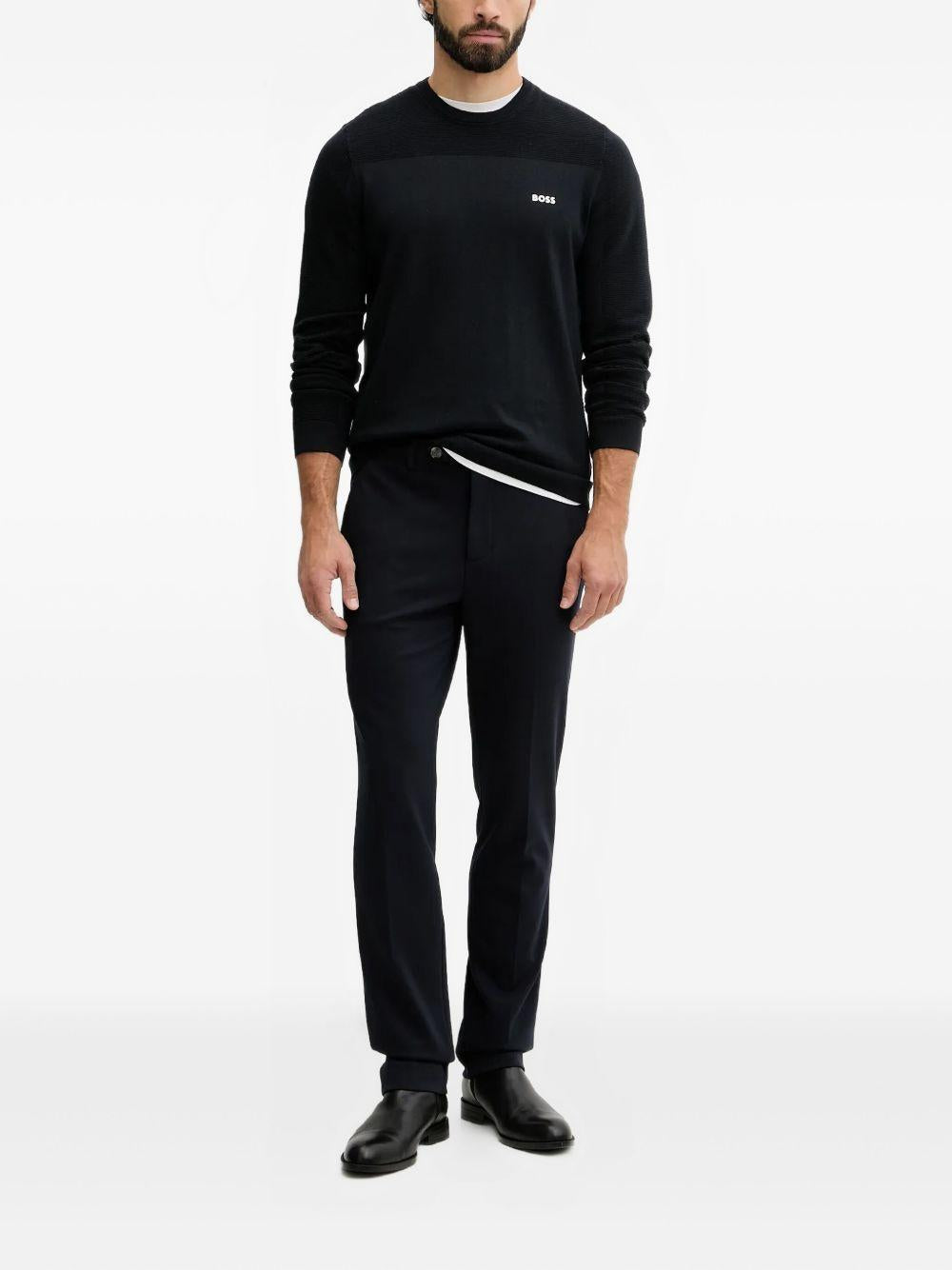 Pullover girocollo con pannelli texture 50547507 402 BOSS 