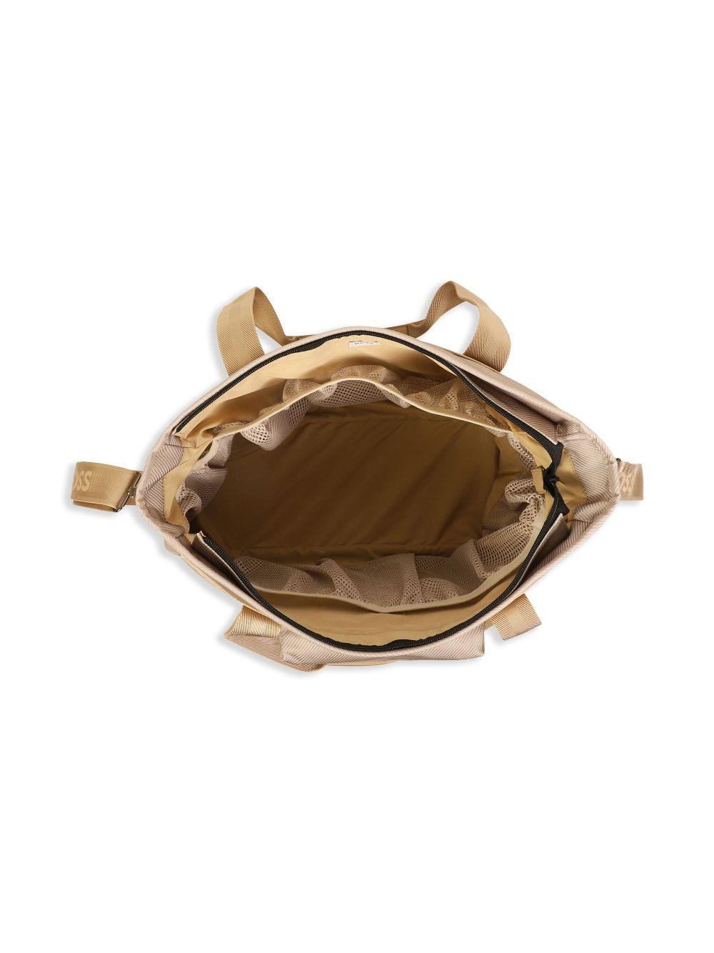 Borsa mamma beige con fasce logate