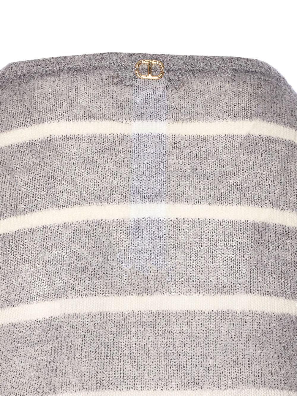 Maglione Grigio a Righe con Pizzo 252TP3252 12756 TWINSET 